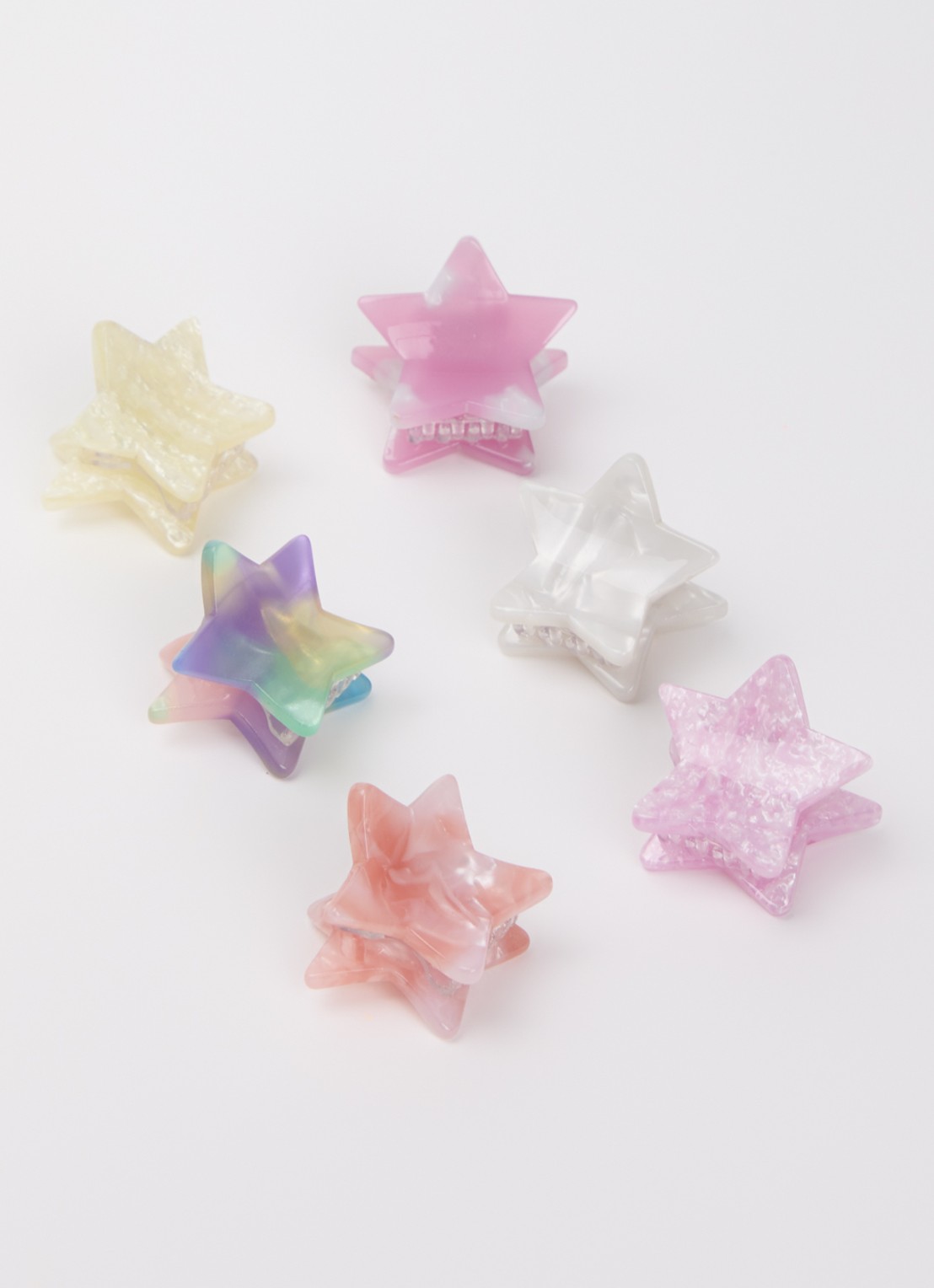 Mimi & Lula Star Mini haarclip in set van 6 - voorkant 2 multicolor