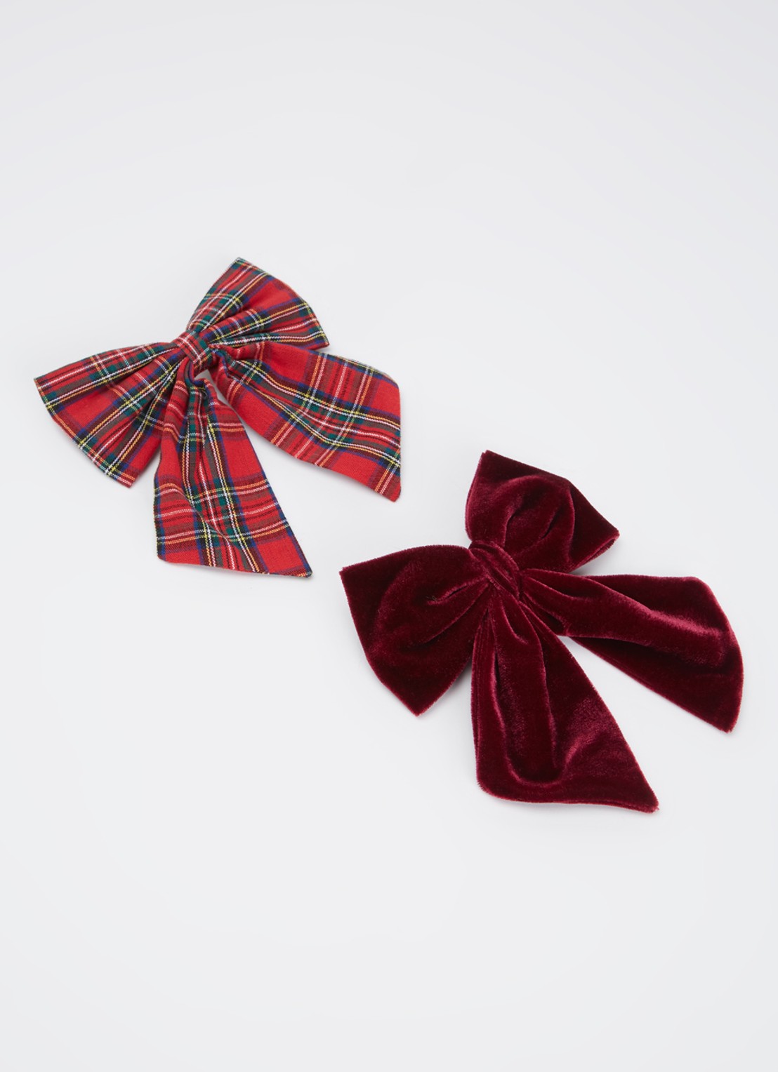 Mimi & Lula Tartan Agnes Bow haarclip in set van 2 - voorkant 2 rood