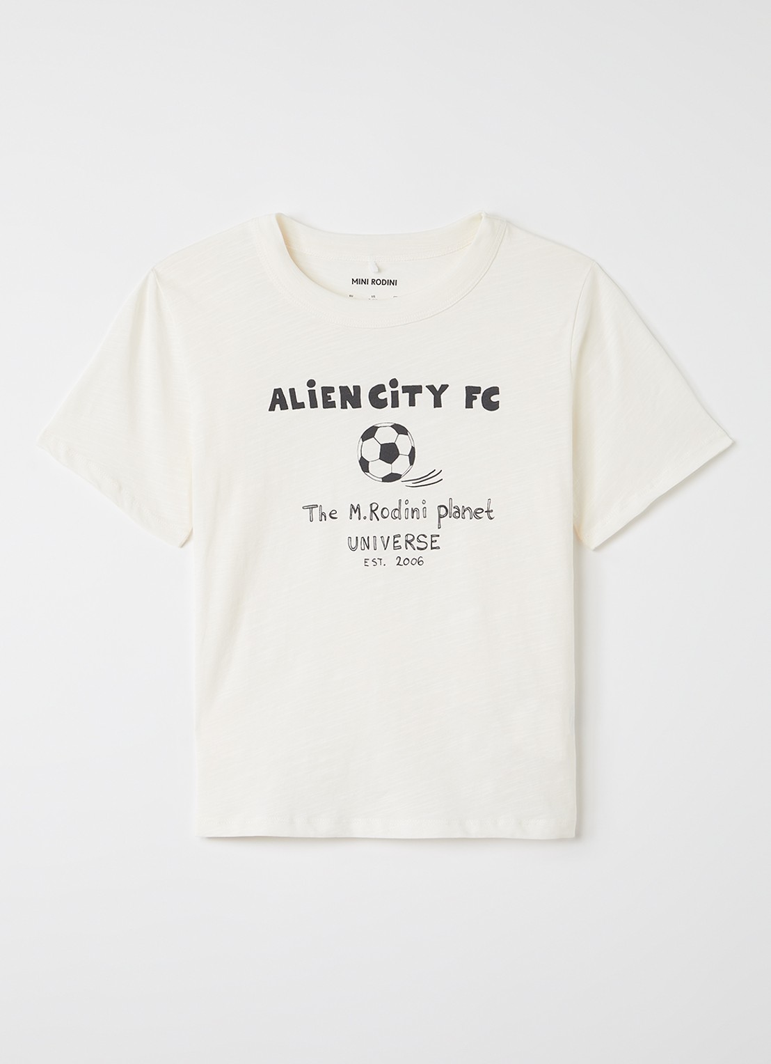 Mini Rodini Alien City T-shirt met print - voorkant gebroken wit
