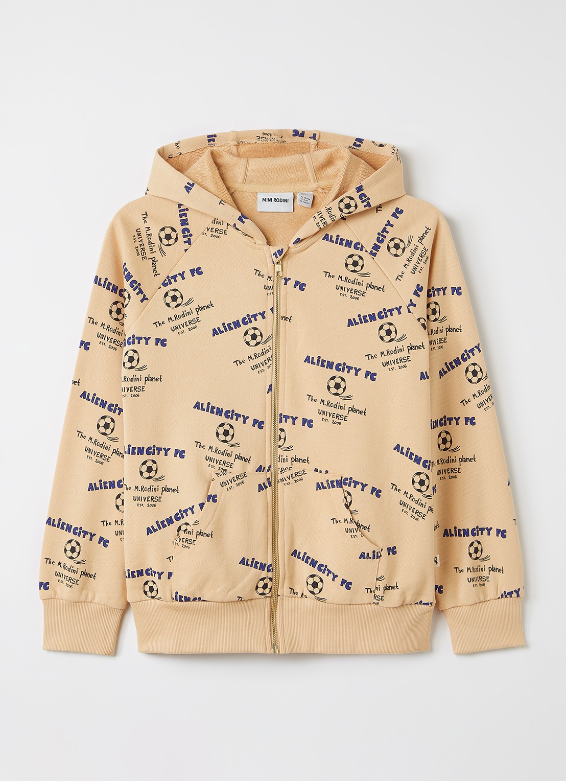 Mini Rodini Alien City vest met print - voorkant 2 beige