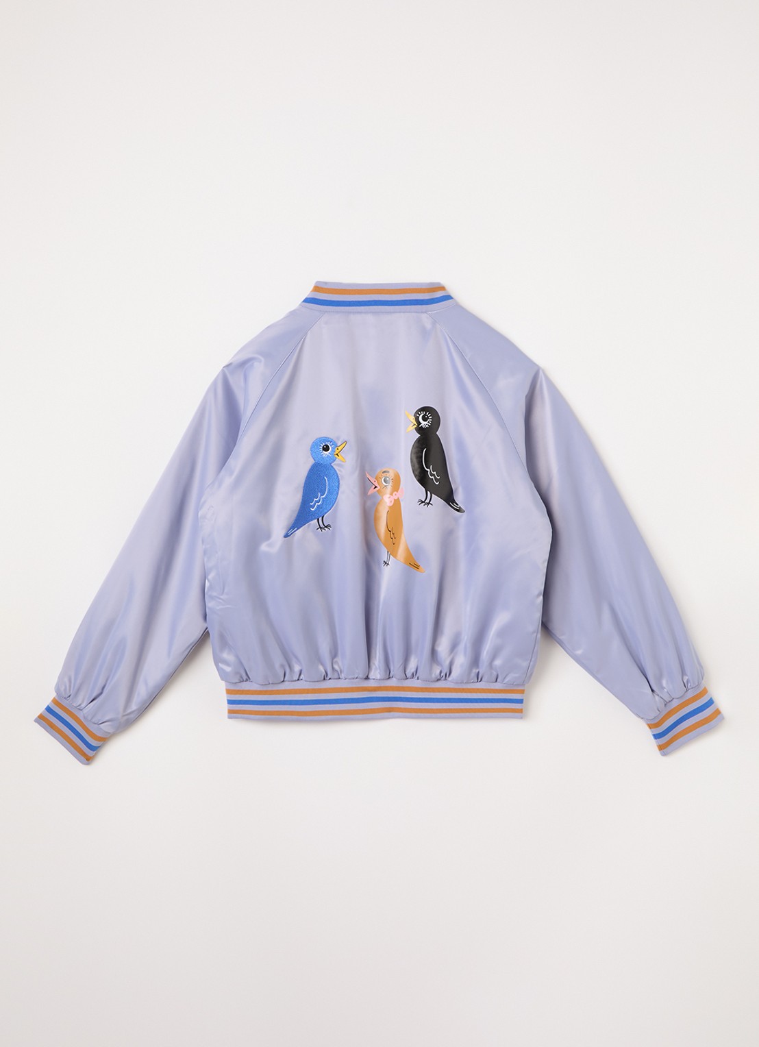 Mini Rodini Birds baseball jack met front- en backprint - achterkant lila