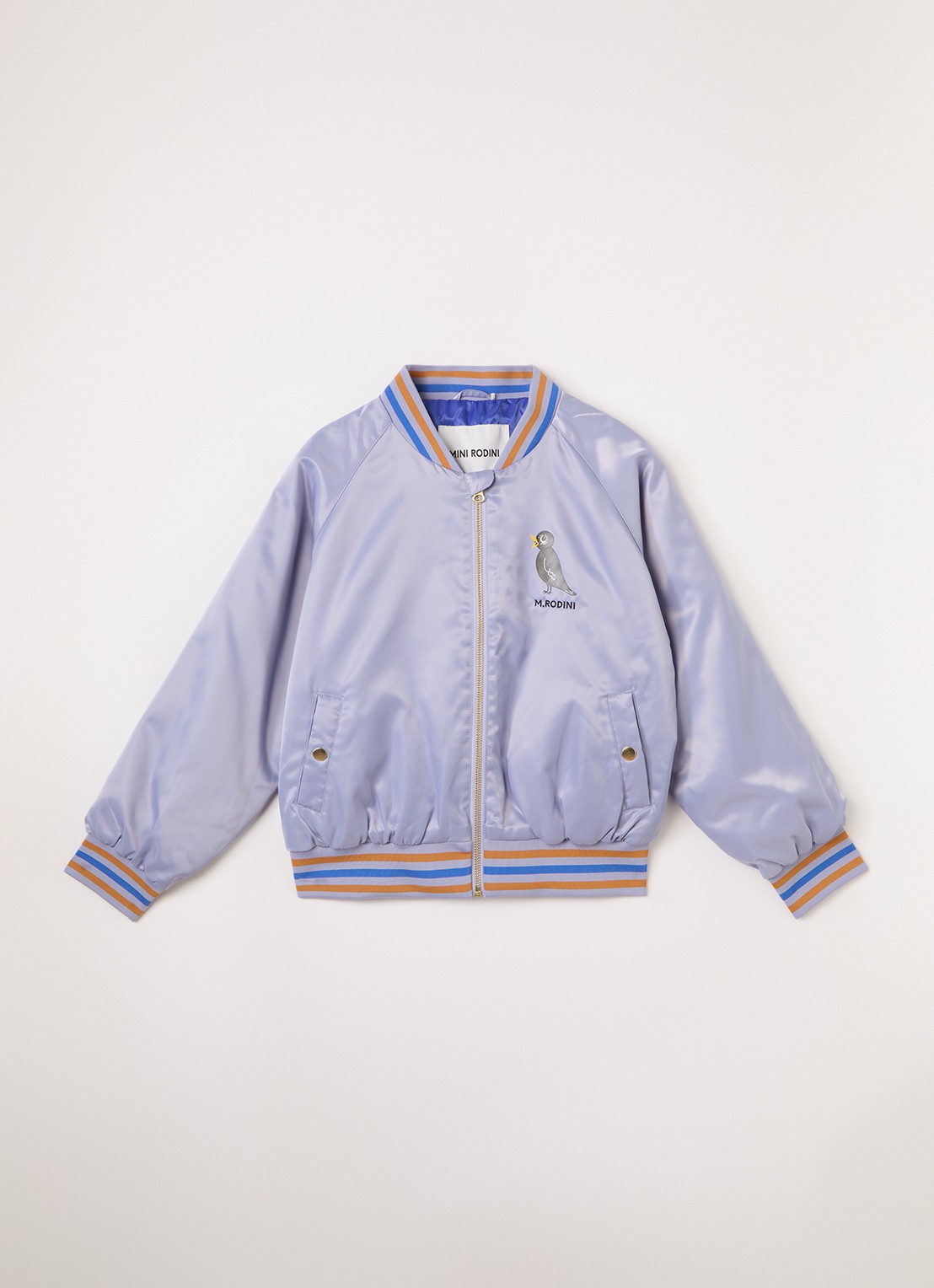 Mini Rodini Birds baseball jack met front- en backprint - voorkant 3 lila