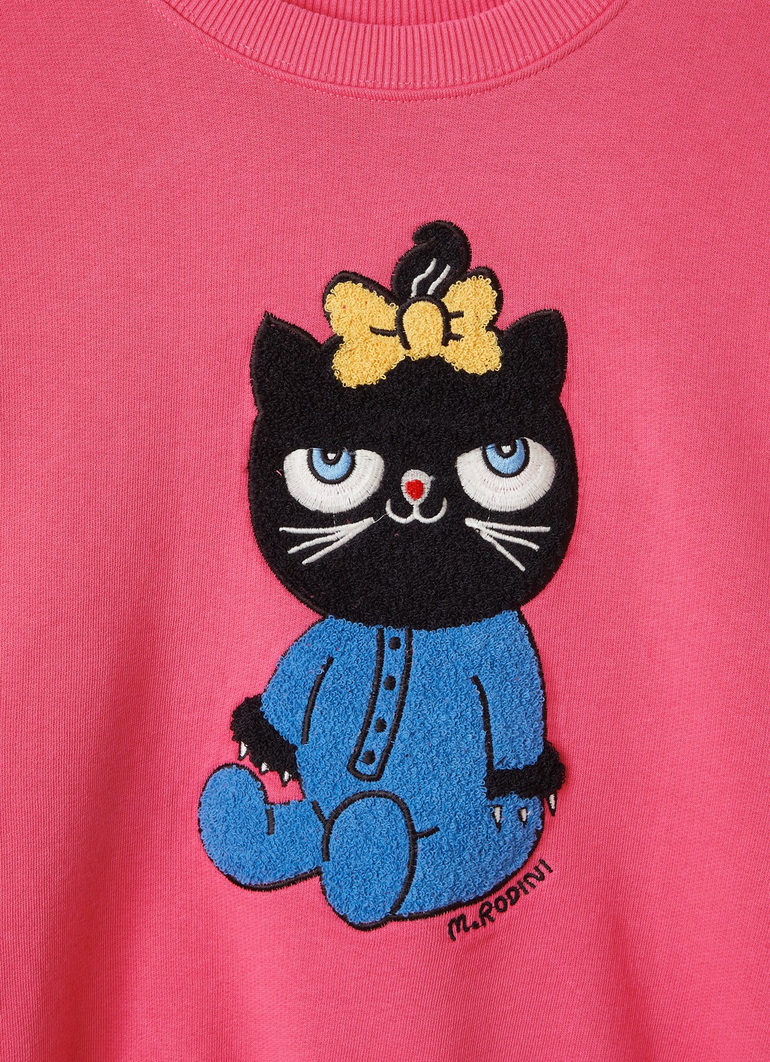 Mini Rodini Chenille sweater met borduring - detail roze