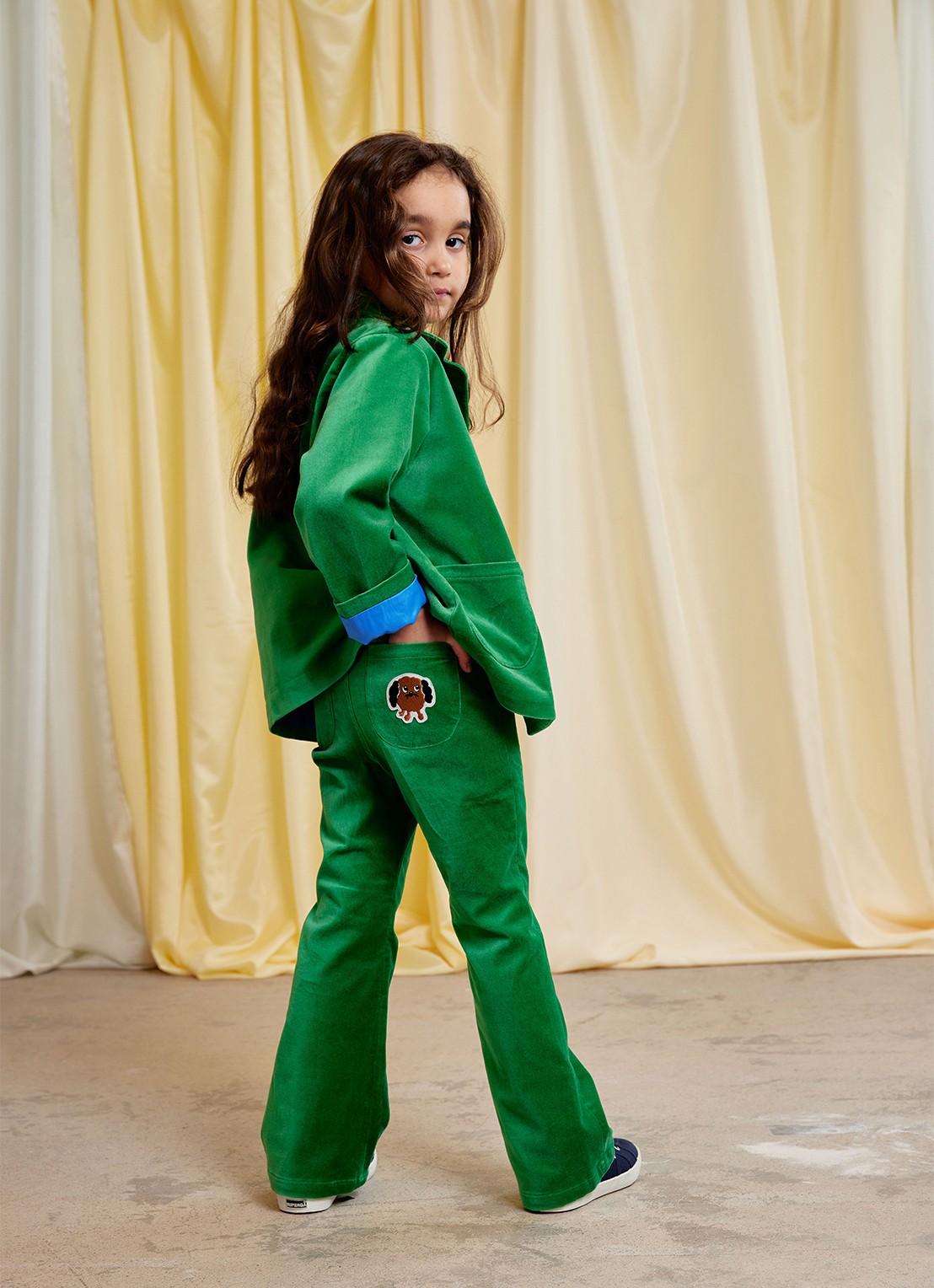 Mini Rodini Doggie blazer met opgestikte zakken - voorkant 4 groen
