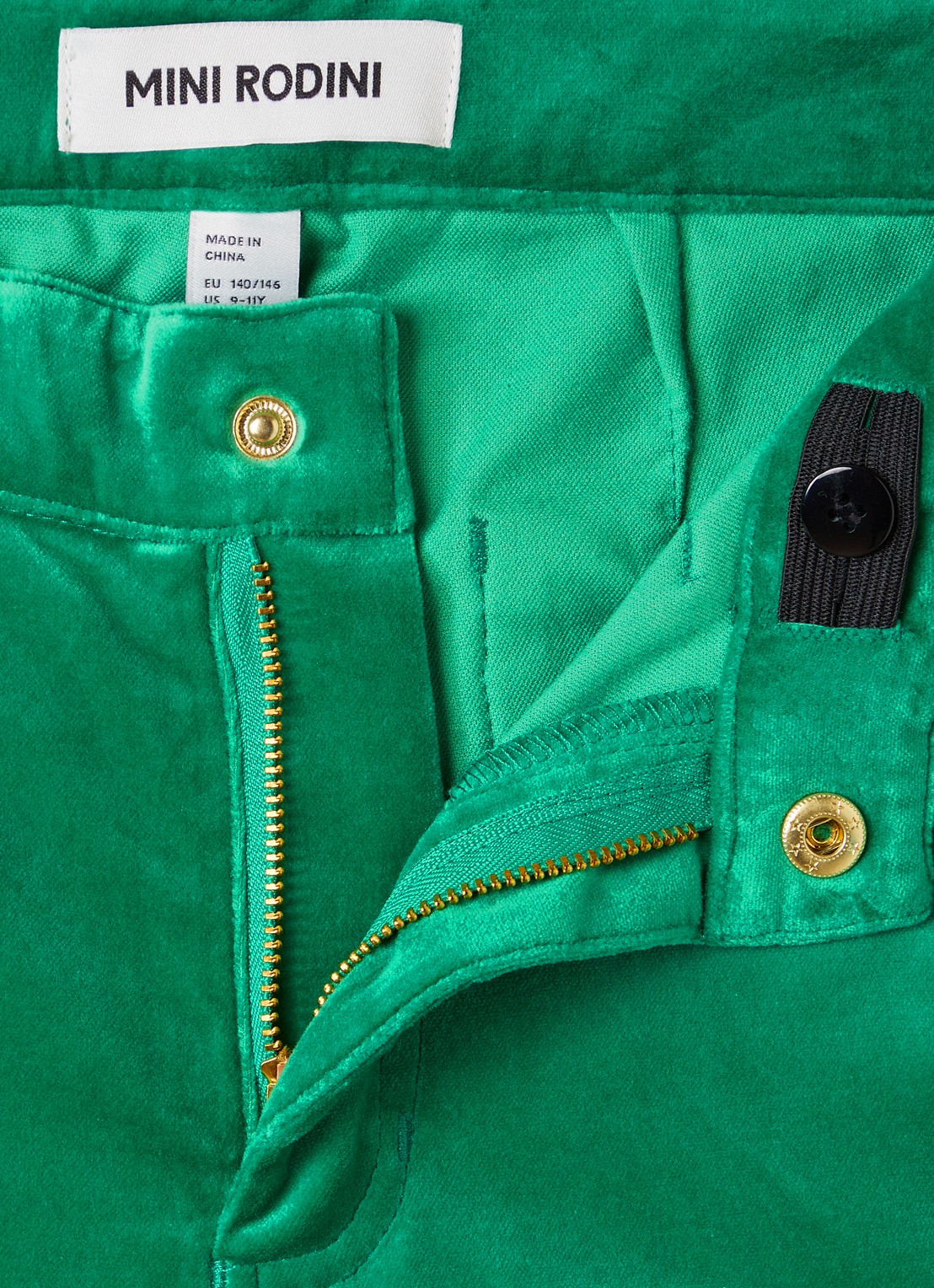 Mini Rodini Doggie flared broek van fluweel - detail 3 groen