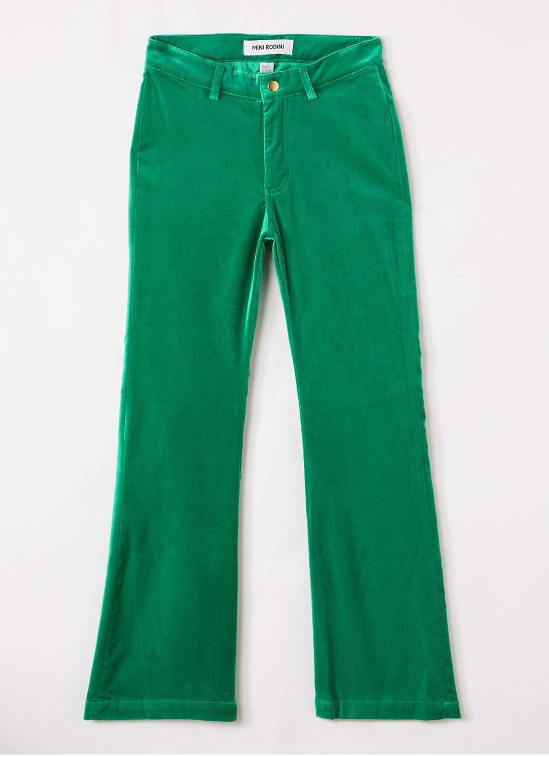 Mini Rodini Doggie flared broek van fluweel - voorkant groen