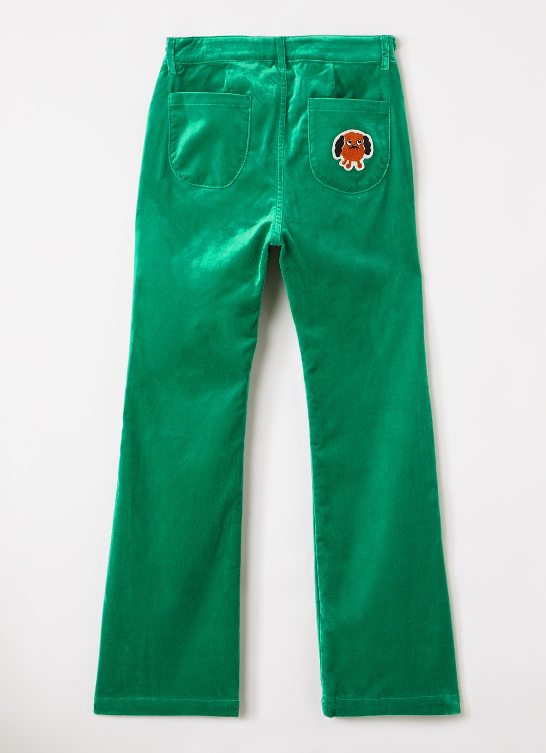 Mini Rodini Doggie flared broek van fluweel - voorkant 2 groen