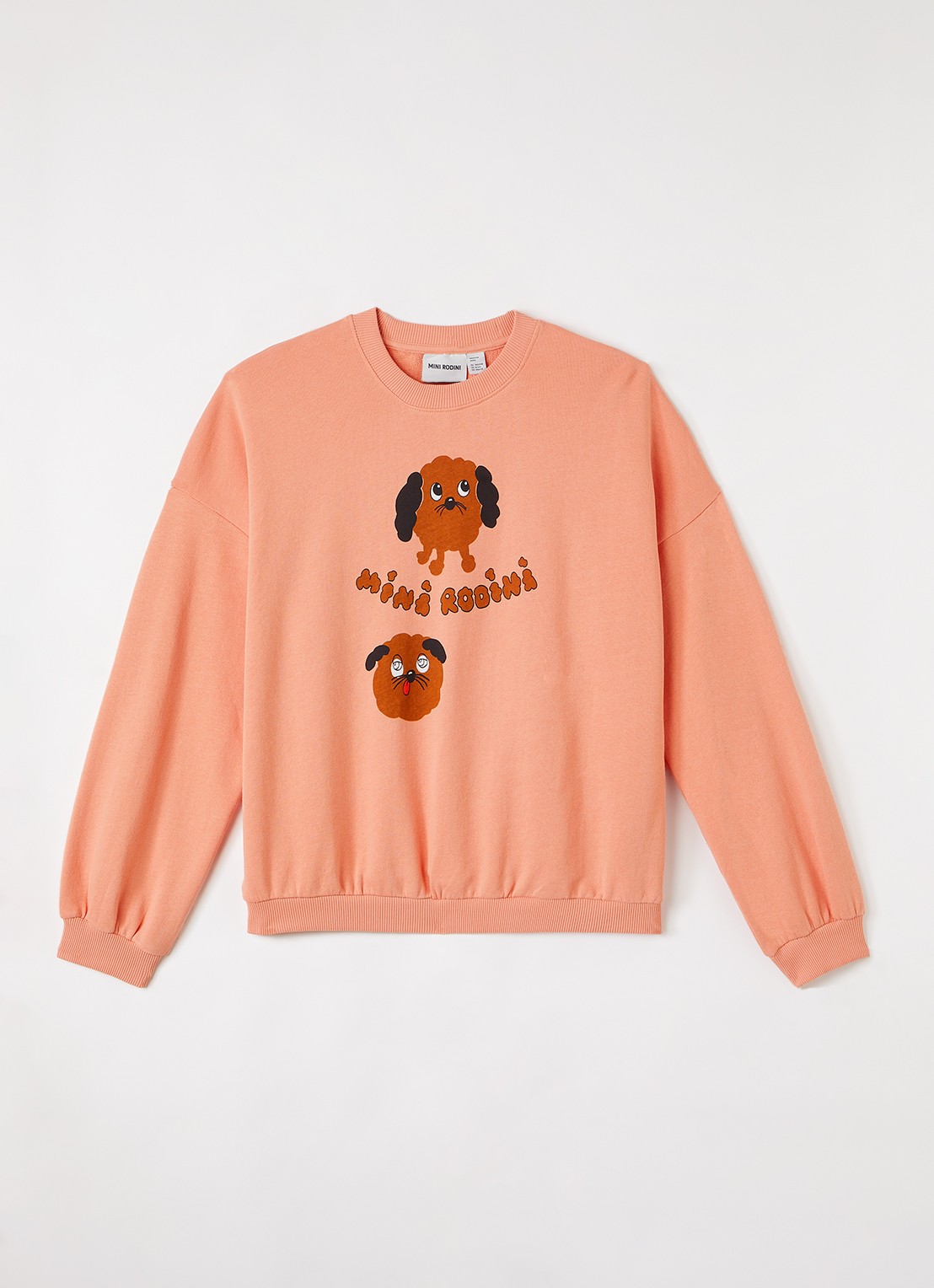 Mini Rodini Doggies sweater met logoprint - voorkant 2 koraalroze