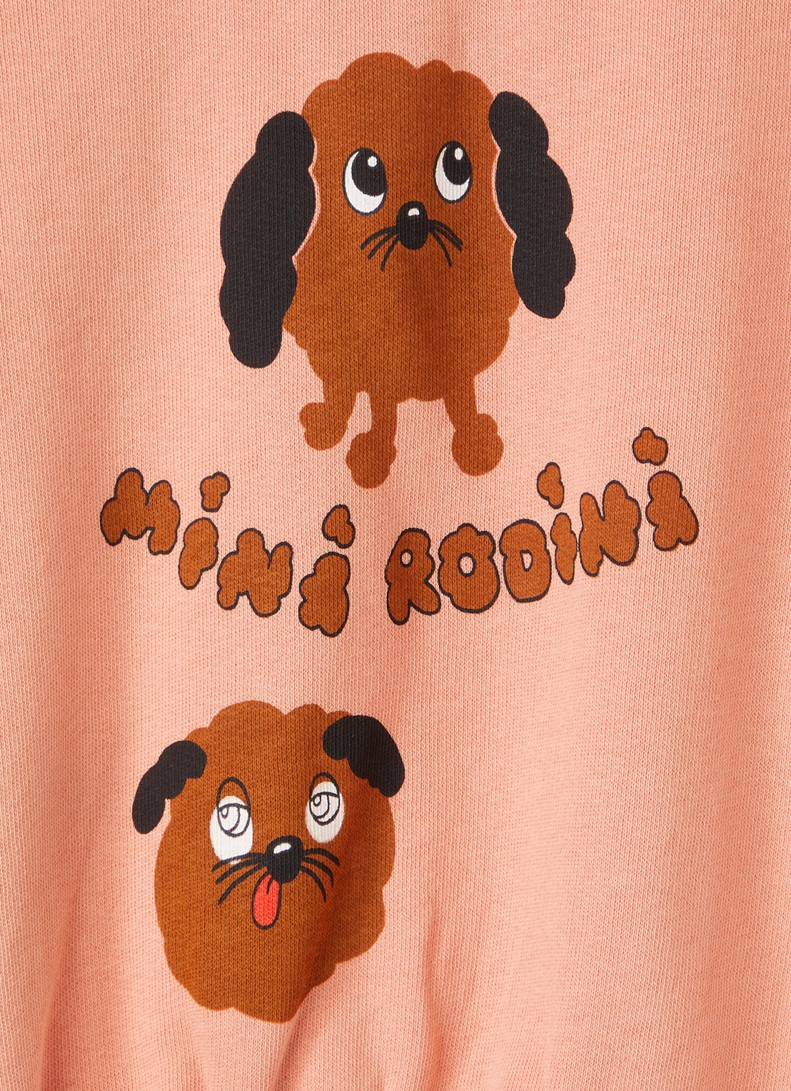 Mini Rodini Doggies sweater met logoprint - detail koraalroze