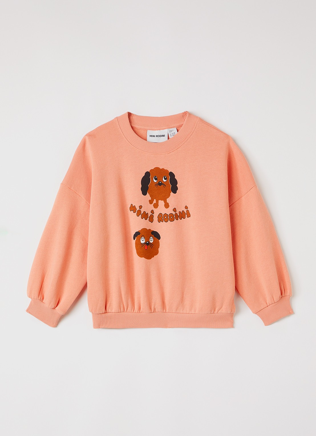 Mini Rodini Doggies sweater met logoprint - voorkant 5 koraalroze