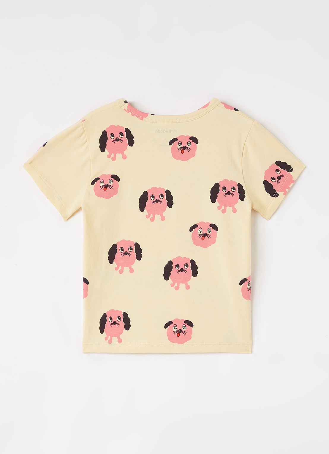 Mini Rodini Doggies T-shirt met print - voorkant 2 lichtgeel