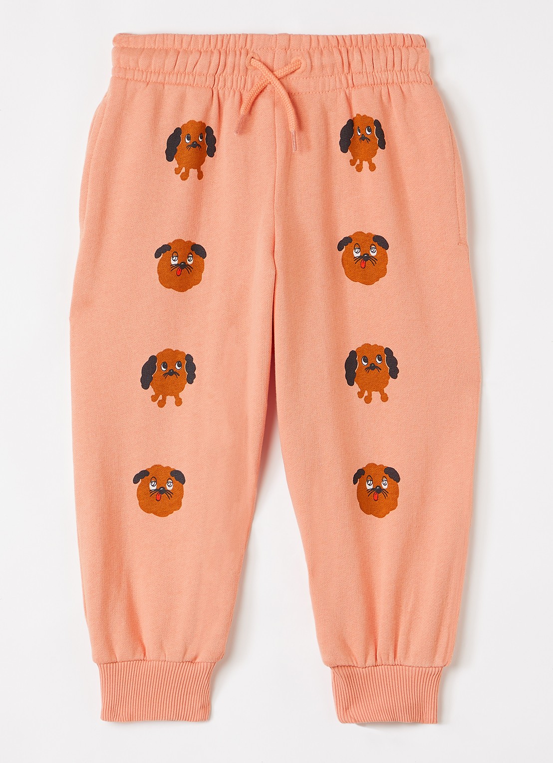 Mini Rodini Doggies tapered fit joggingbroek met print - voorkant 5 zalmroze
