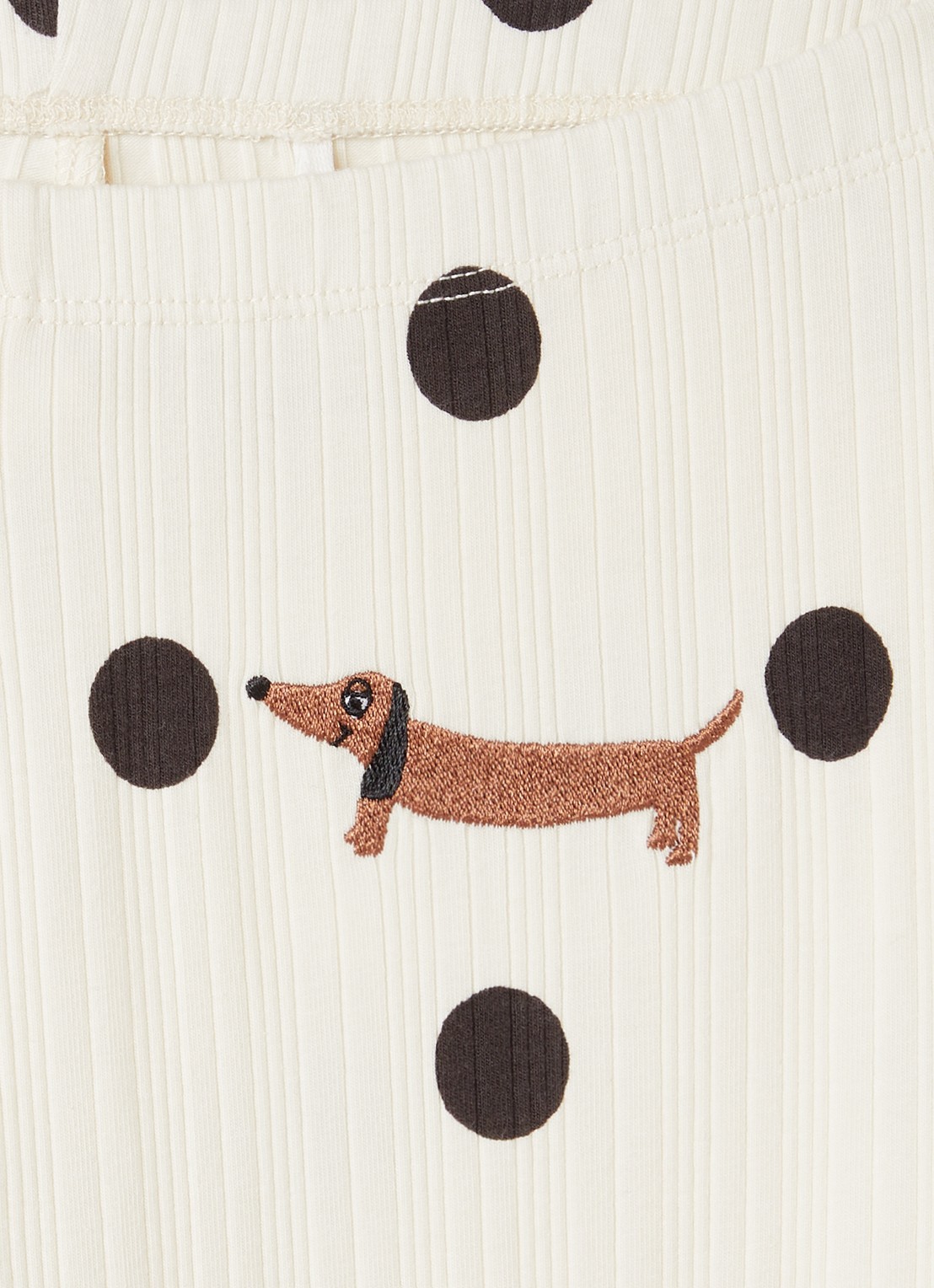 Mini Rodini Dots flared fit legging met stippenprint - detail gebroken wit