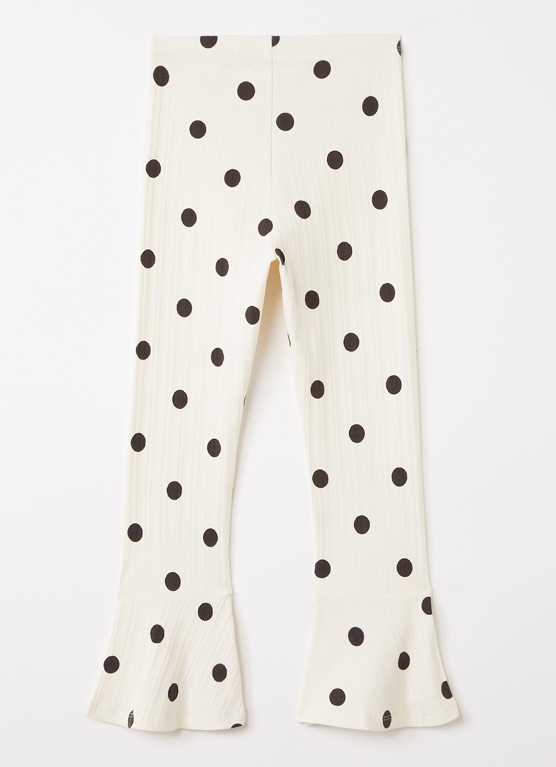 Mini Rodini Dots flared fit legging met stippenprint - voorkant 3 gebroken wit