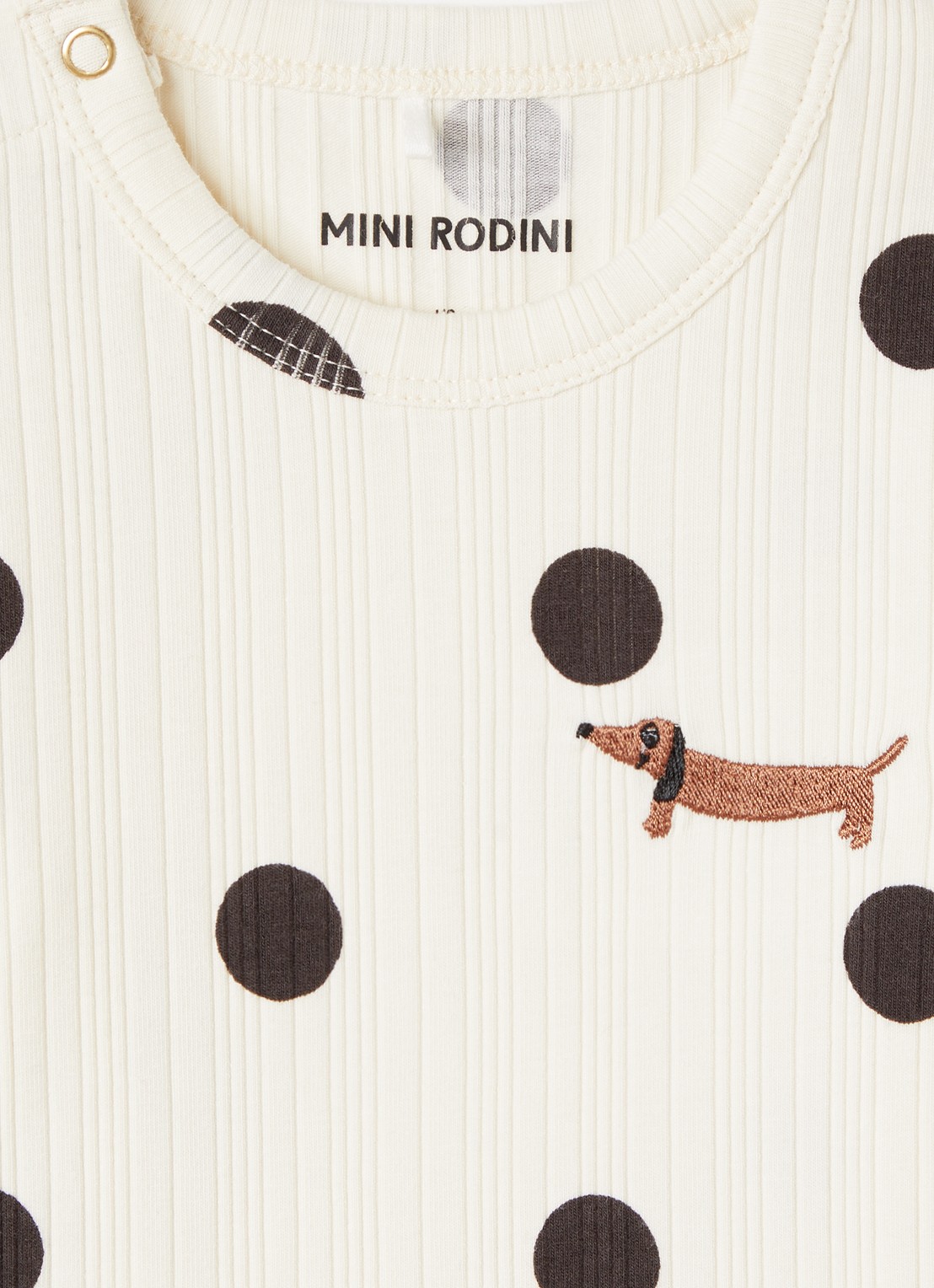 Mini Rodini Dots longsleeve met stippenprint - detail gebroken wit