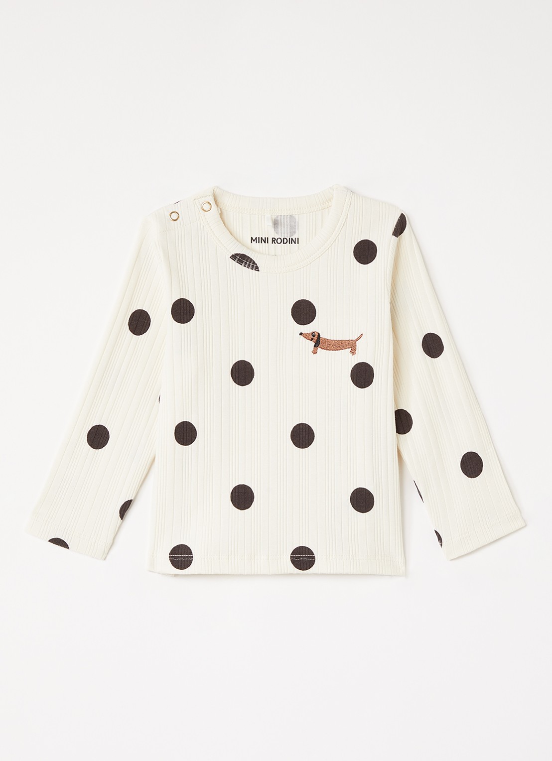 Mini Rodini Dots longsleeve met stippenprint - voorkant 2 gebroken wit