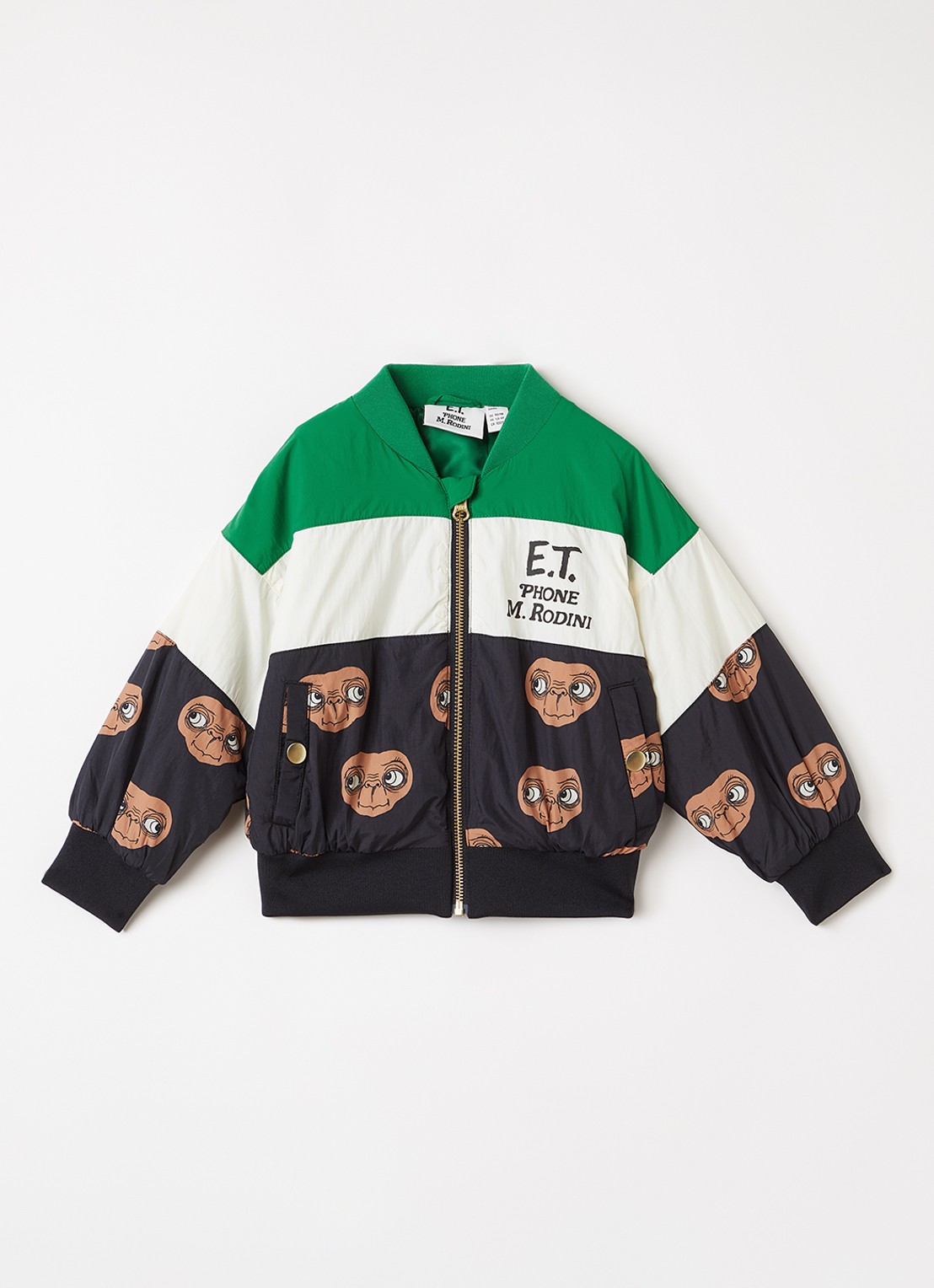 Mini Rodini E.T. bomberjack met print - voorkant 2 groen