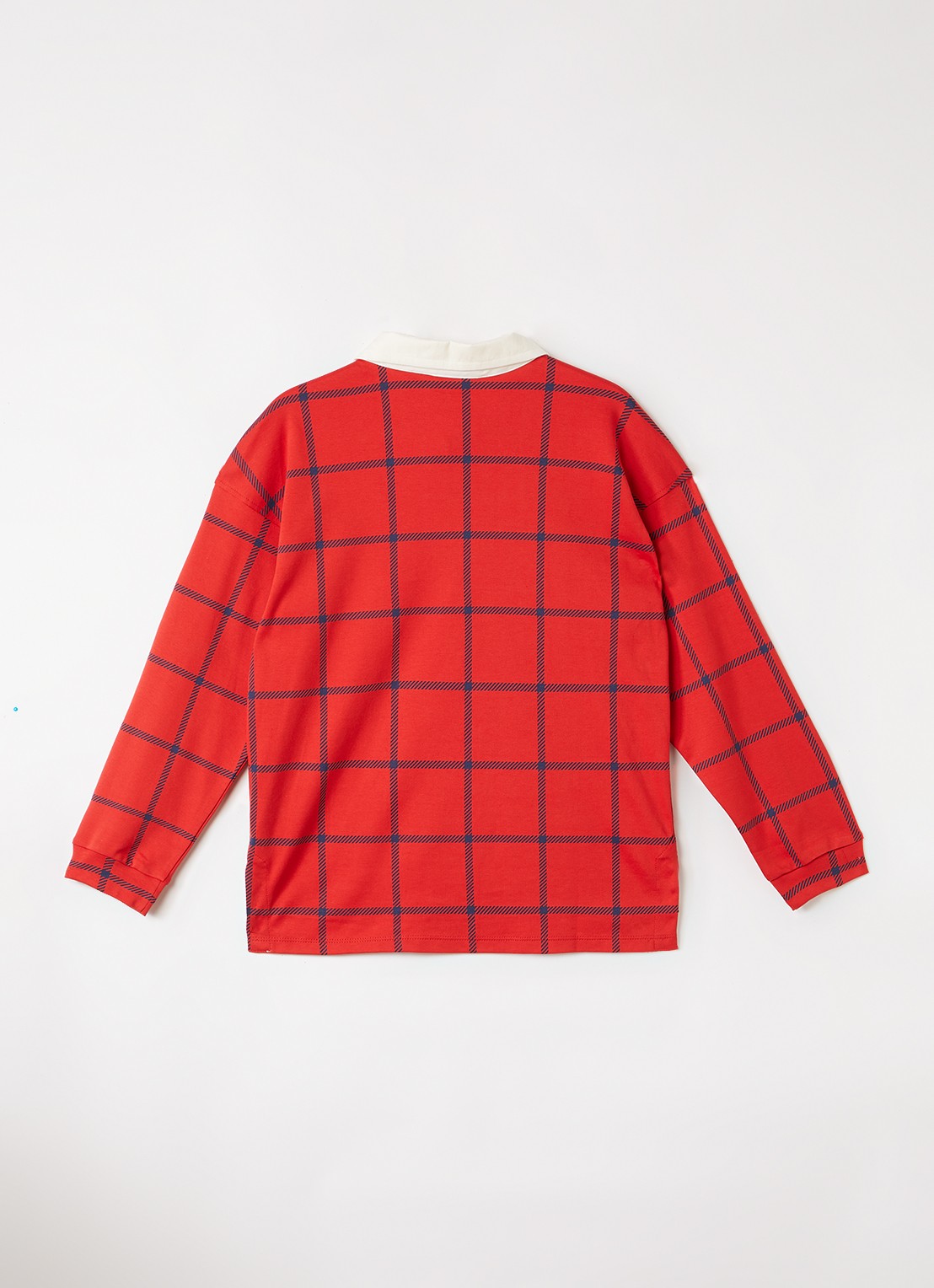 Mini Rodini E.T. polo met ruitdessin - voorkant 2 rood