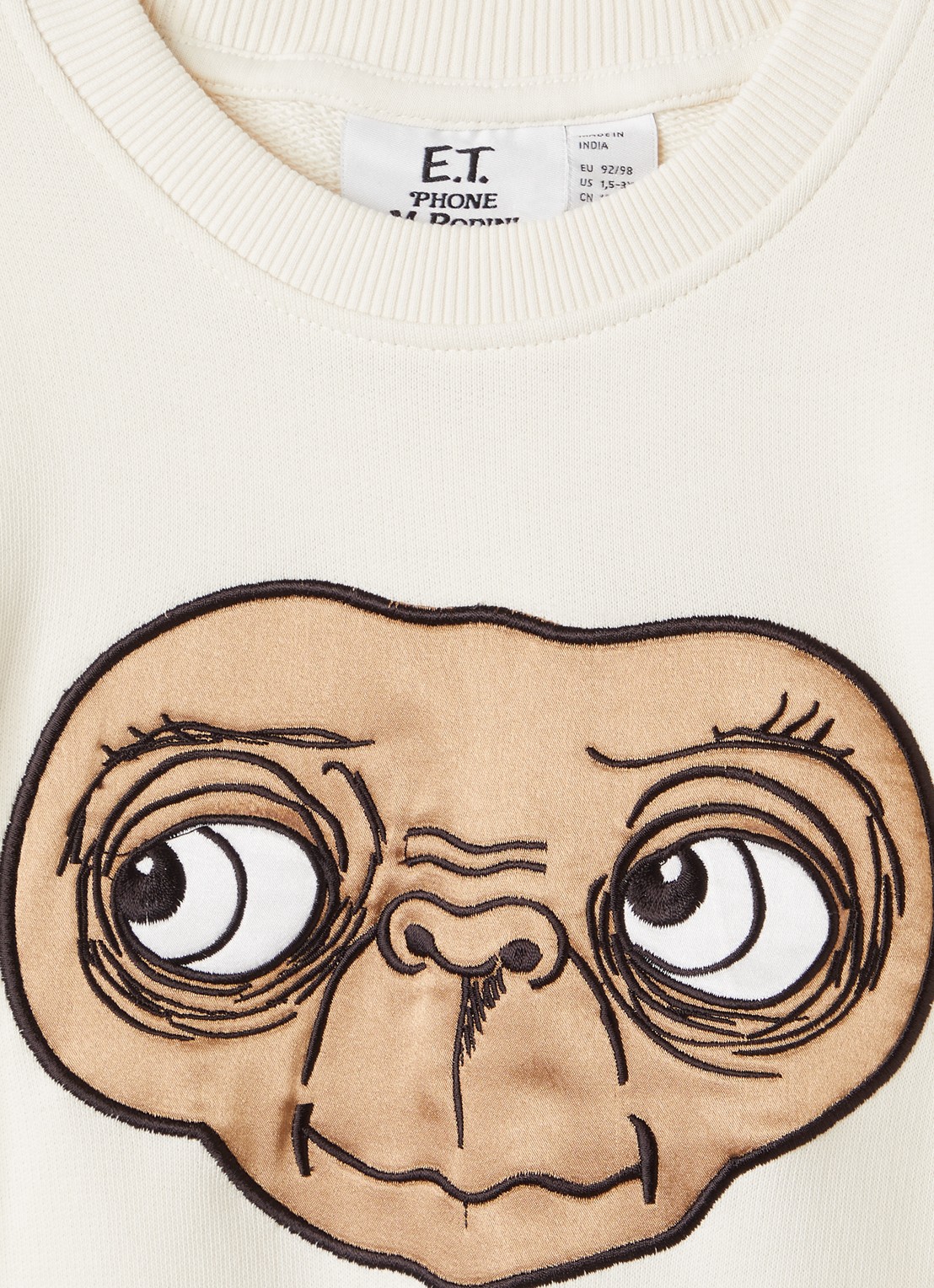 Mini Rodini E.T. sweater met borduring - detail gebroken wit