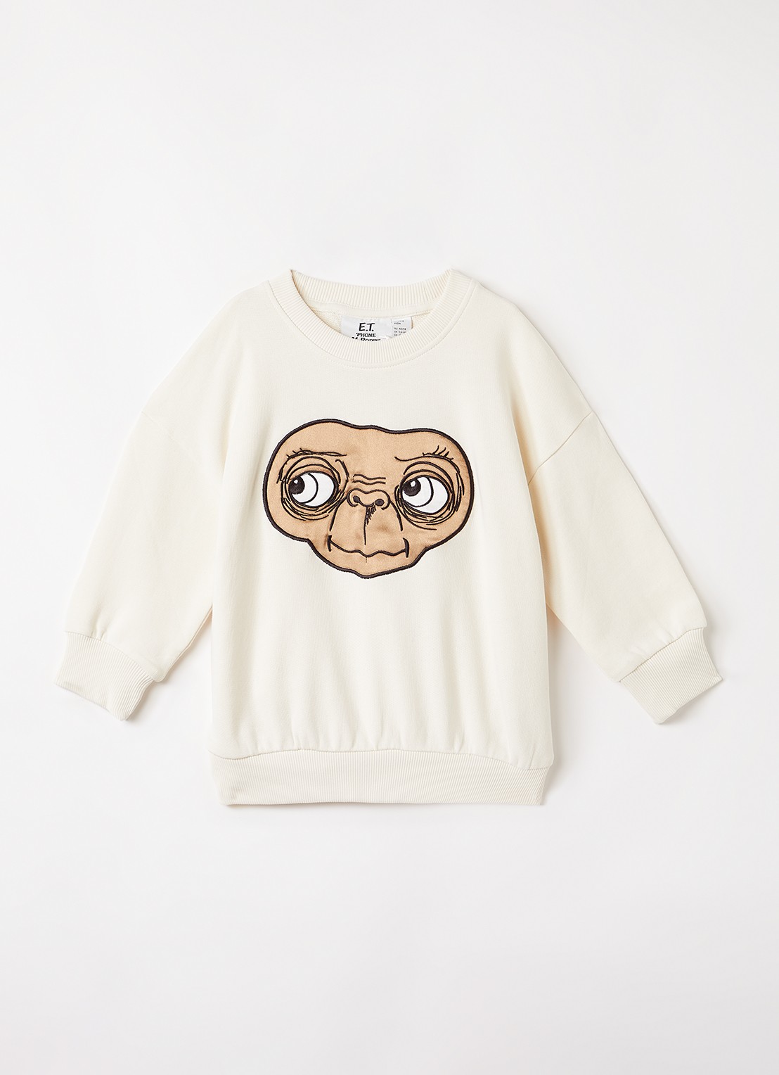 Mini Rodini E.T. sweater met borduring - voorkant 2 gebroken wit