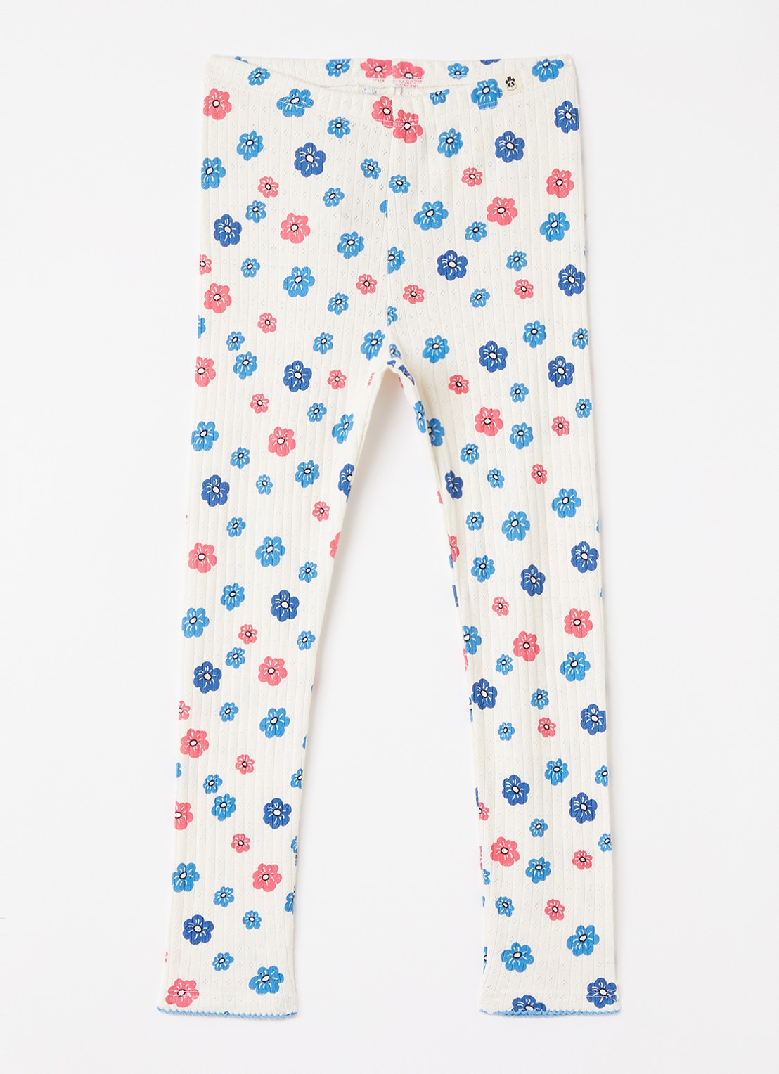 Mini Rodini Flowers legging met bloemenprint - voorkant gebroken wit