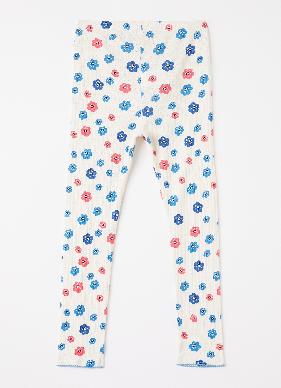 Mini Rodini Flowers legging met bloemenprint - voorkant 2 gebroken wit