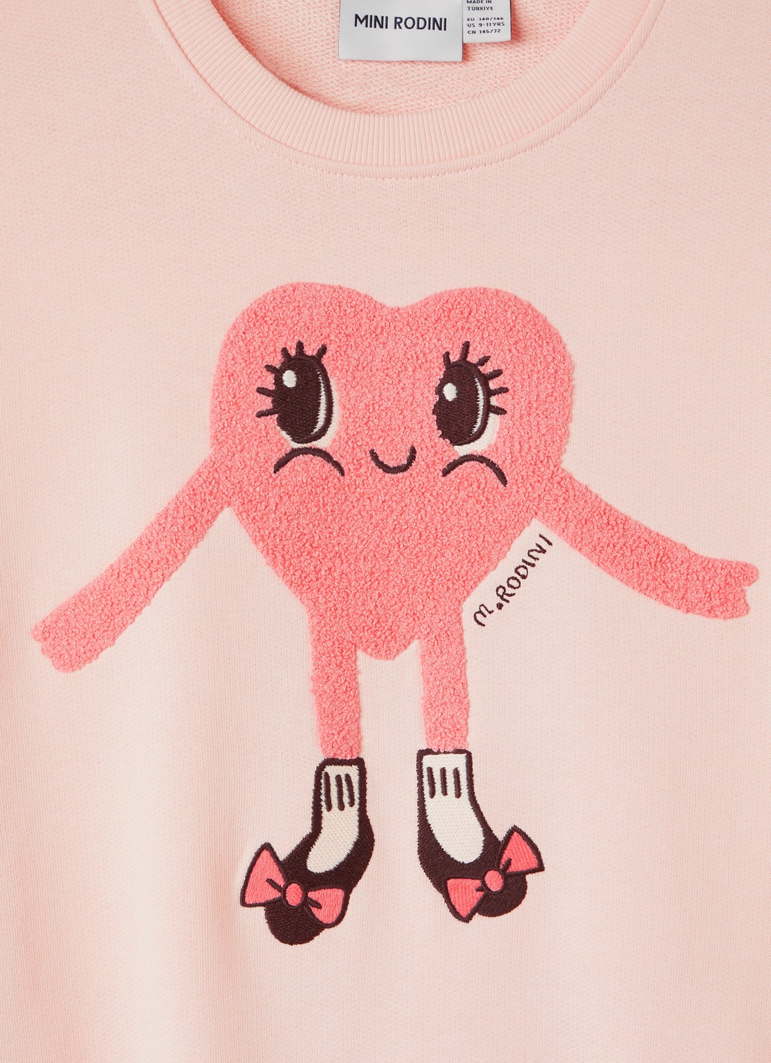 Mini Rodini Heart In Shoes sweater met borduring - detail 4 roze