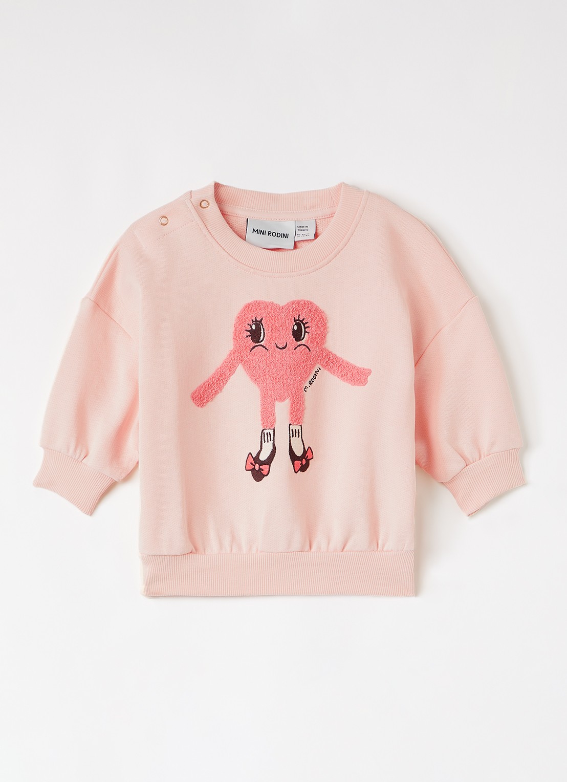 Mini Rodini Heart In Shoes sweater met borduring - voorkant 2 lichtroze