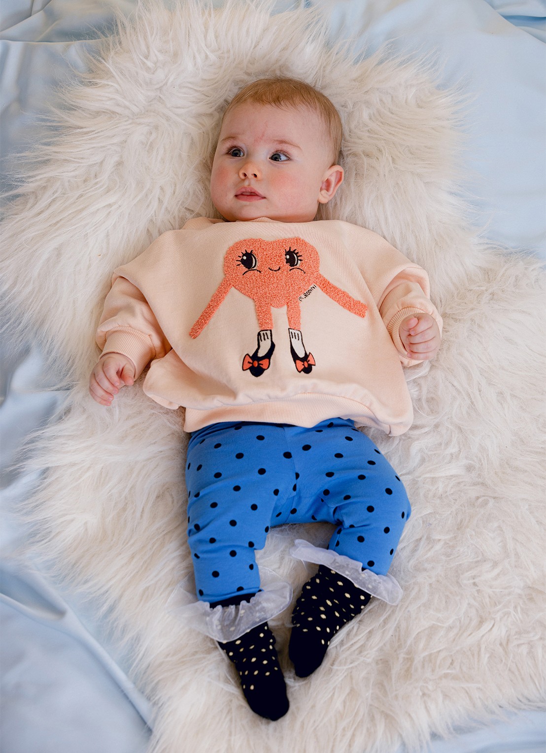 Mini Rodini Heart In Shoes sweater met borduring - voorkant 3 lichtroze