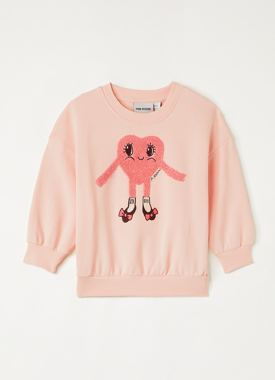 Mini Rodini Heart In Shoes sweater met borduring - voorkant 4 lichtroze