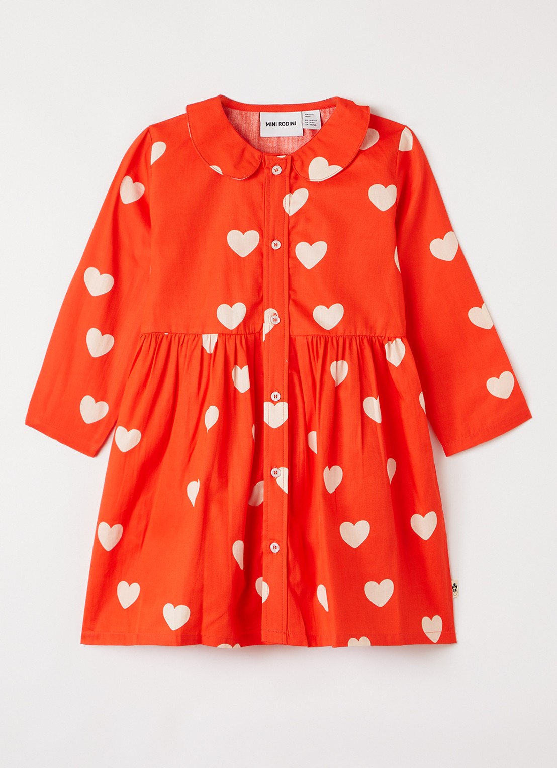 Mini Rodini Hearts blousejurk met print - voorkant 2 rood