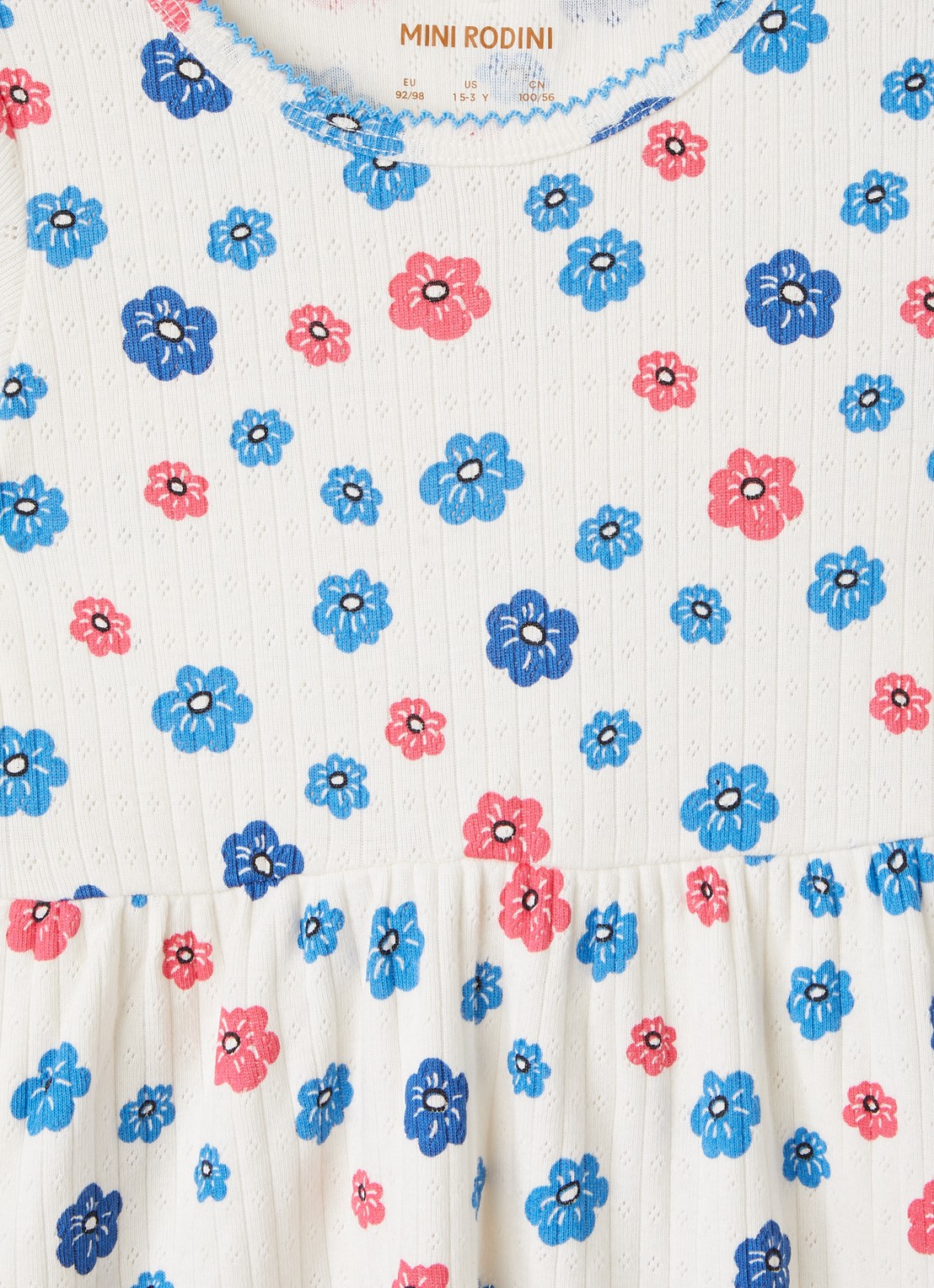 Mini Rodini Jurk met bloemenprint - detail wit