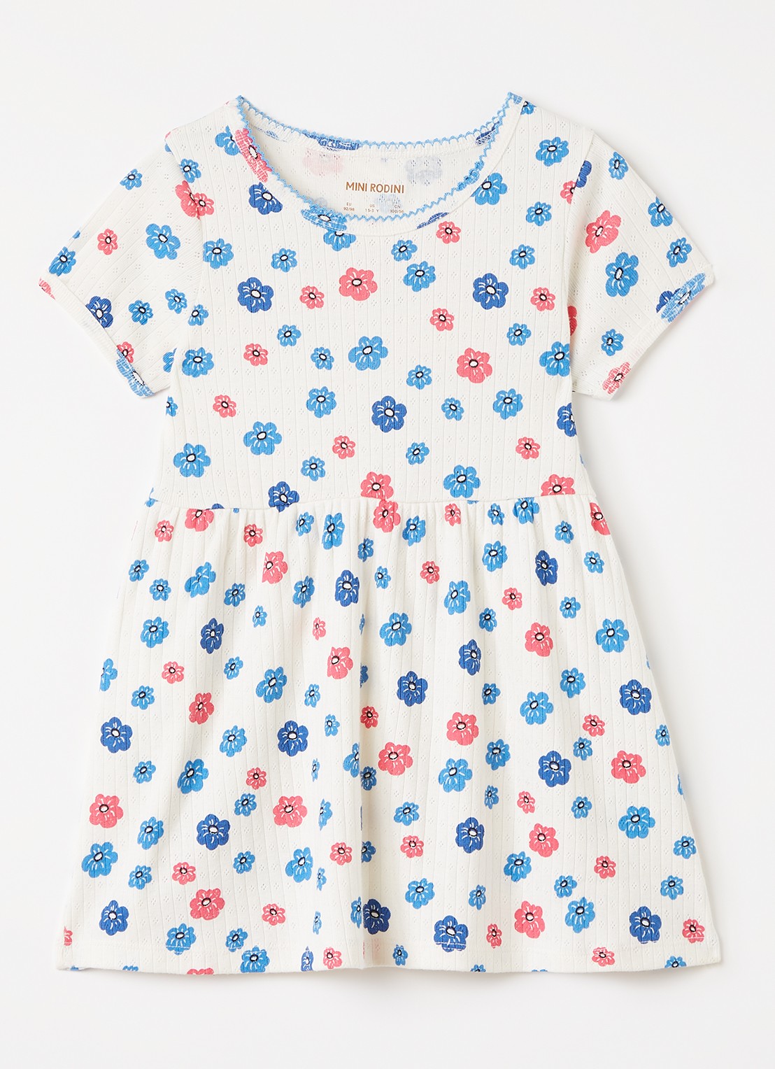 Mini Rodini Jurk met bloemenprint - voorkant 2 wit
