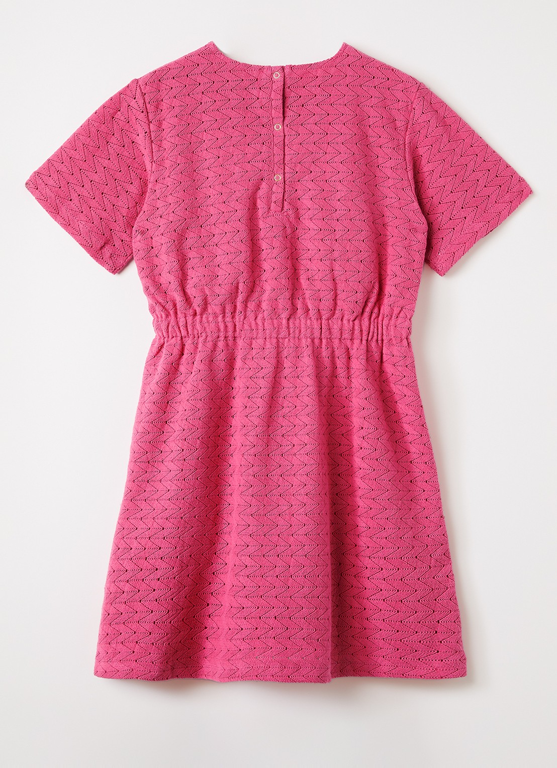 Mini Rodini Jurk met opengewerkt dessin - voorkant 3 roze