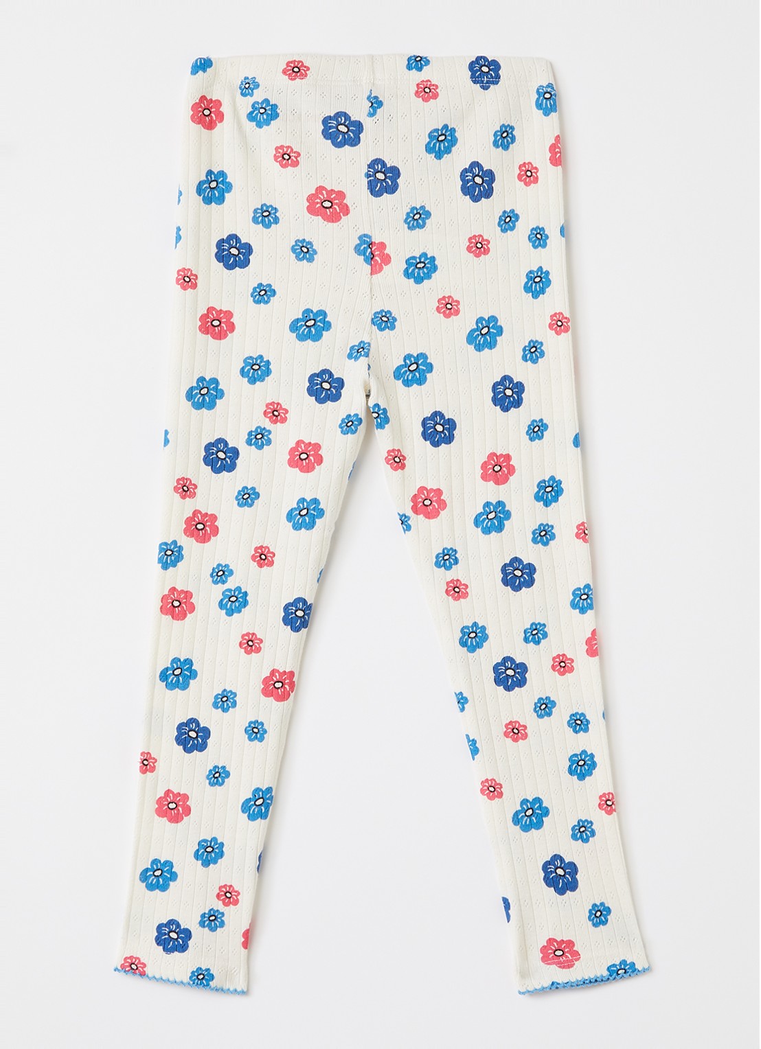 Mini Rodini Legging met bloemenprint - voorkant 2 gebroken wit