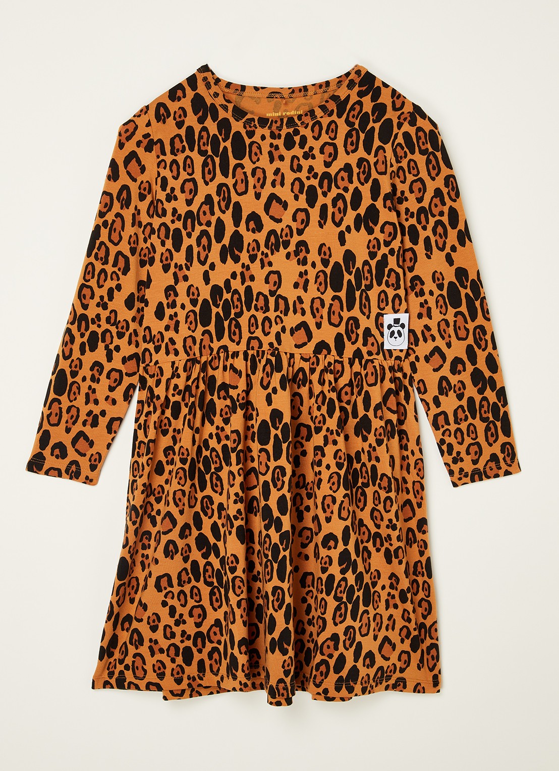 Mini Rodini Leopard jurk van lyocell met panterprint - voorkant 2 oranjebruin