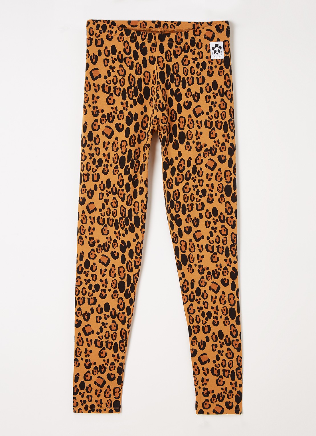 Mini Rodini Leopard legging van lyocell met panterprint - voorkant oranjebruin