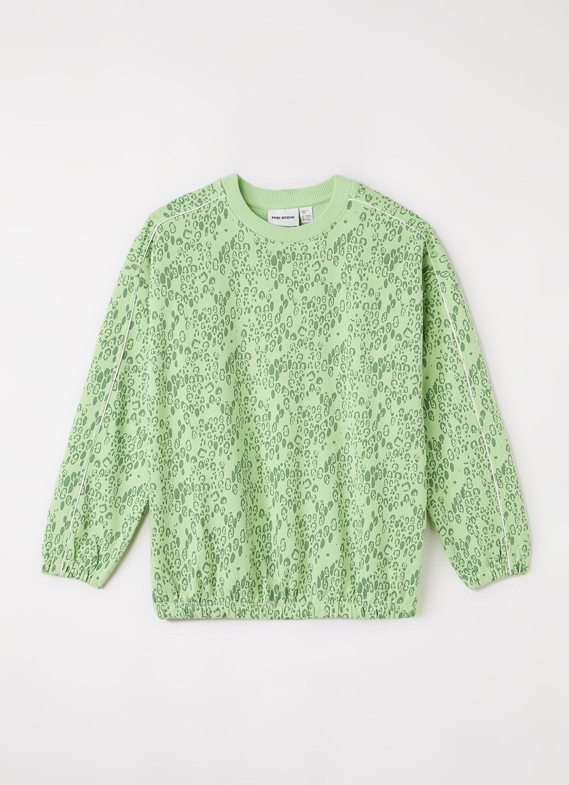 Mini Rodini Leopard sweater met panterprint - voorkant groen
