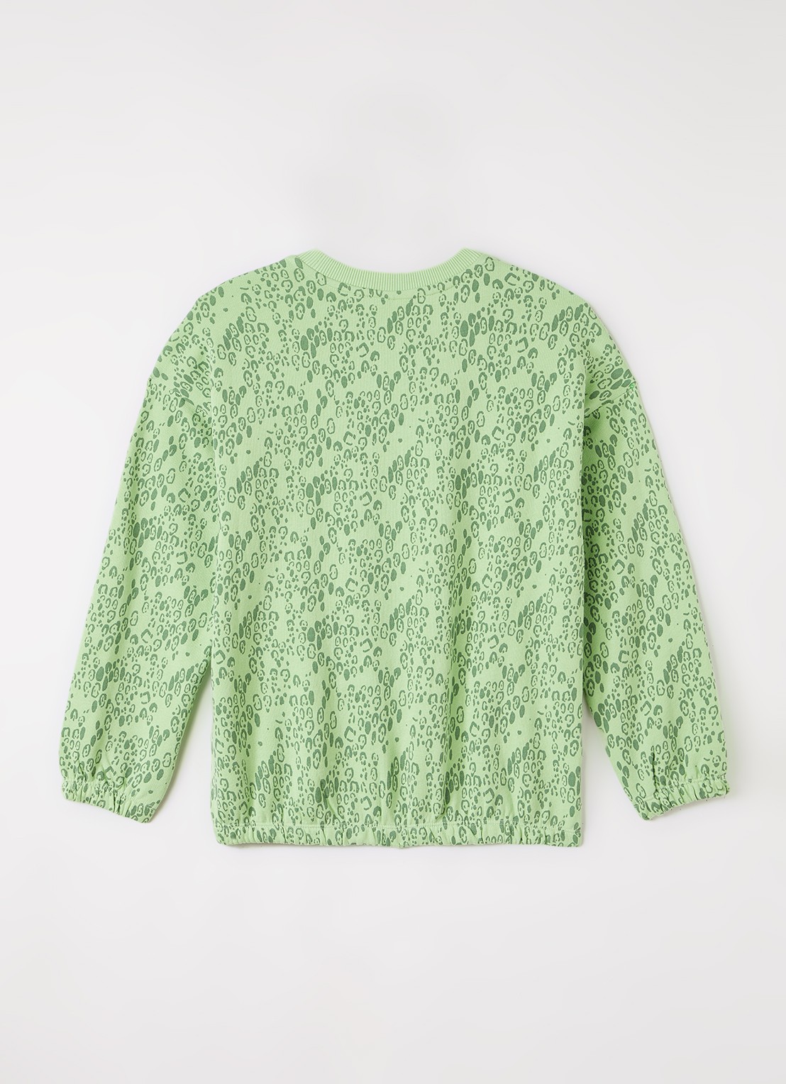 Mini Rodini Leopard sweater met panterprint - voorkant 2 groen