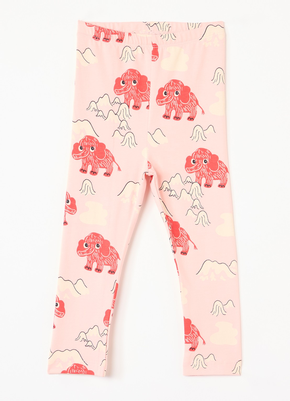 Mini Rodini Mammoth legging met print  - voorkant zalmroze