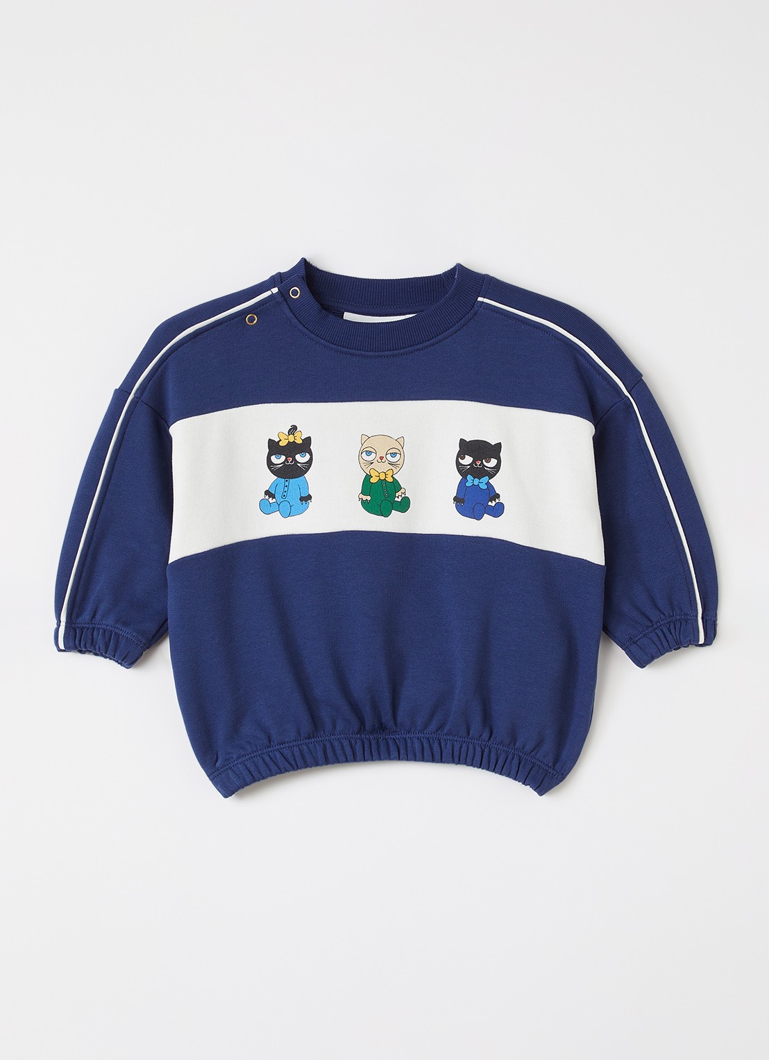 Mini Rodini Panel sweater met print - voorkant indigo
