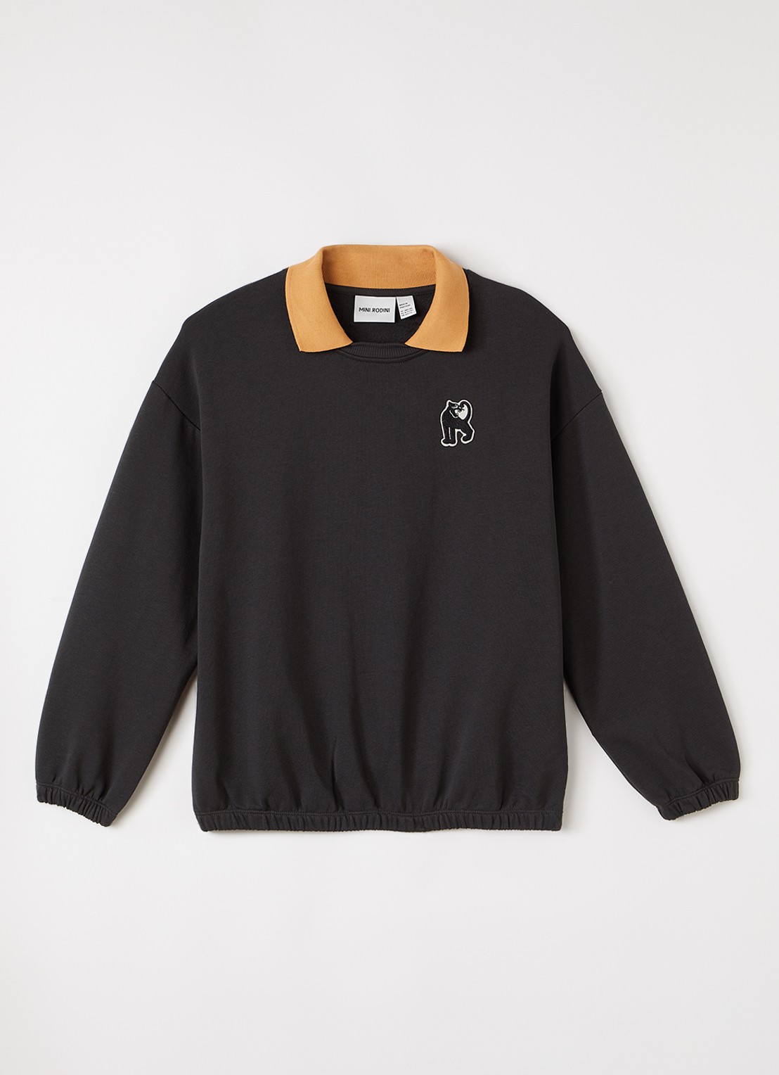 Mini Rodini Panther sweater met borduring - voorkant zwart