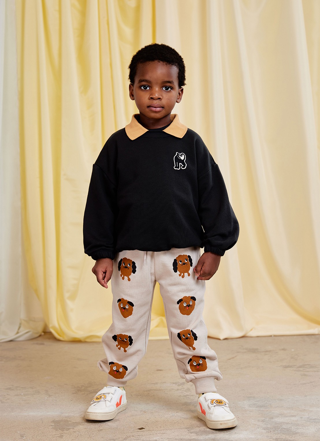 Mini Rodini Panther sweater met borduring - voorkant 2 zwart