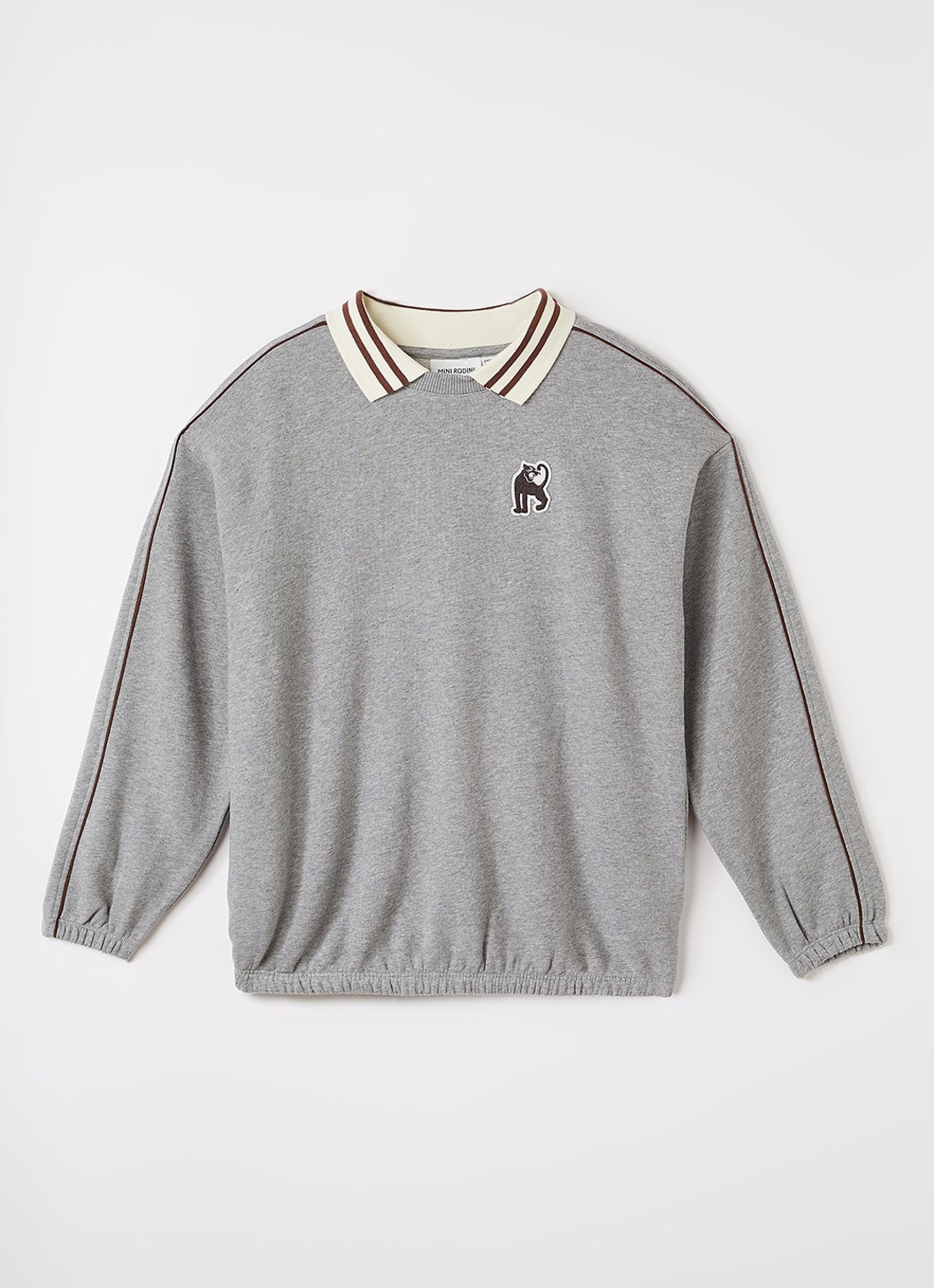 Mini Rodini Panther sweater met borduring - voorkant 3 grijs