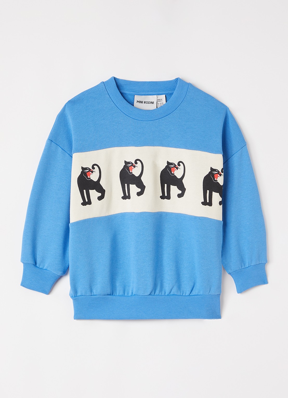 Mini Rodini Panther sweater met print - voorkant donkerblauw