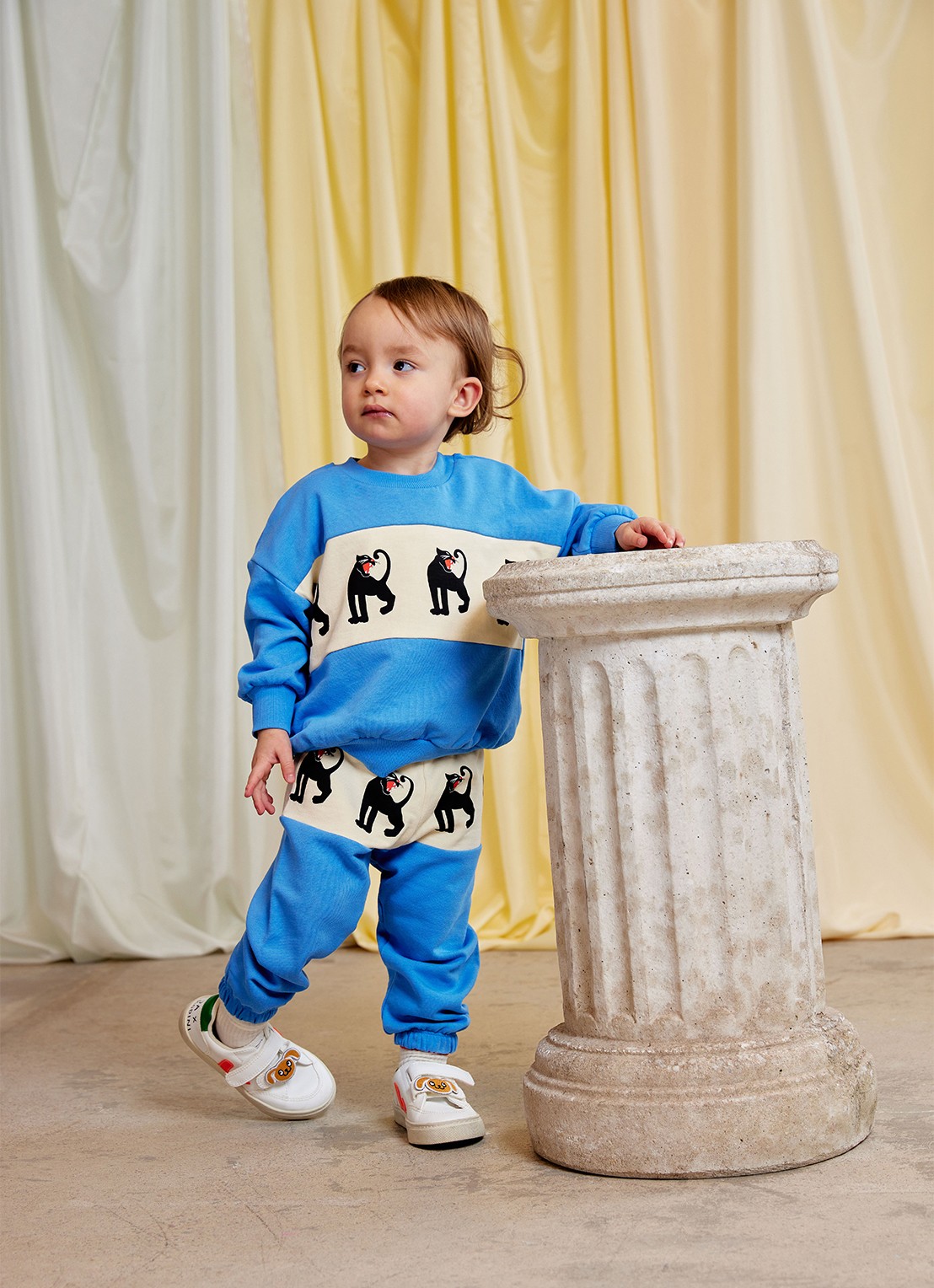 Mini Rodini Panther sweater met print - voorkant 2 donkerblauw