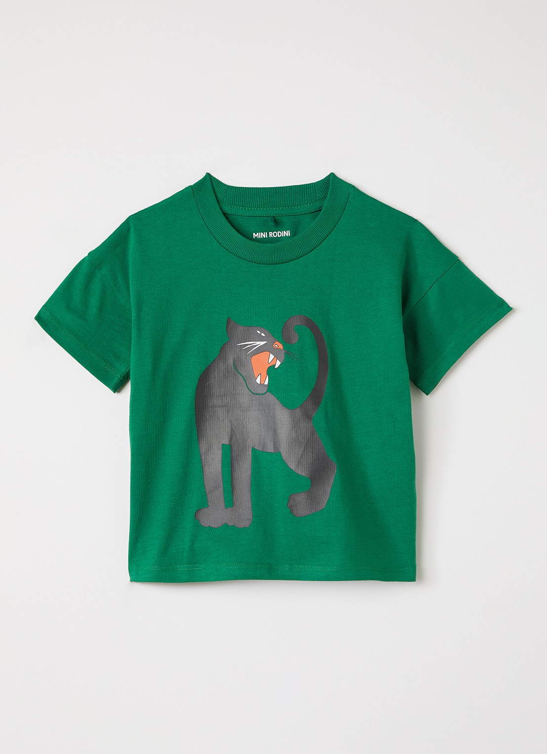 Mini Rodini Panther T-shirt met print - voorkant groen