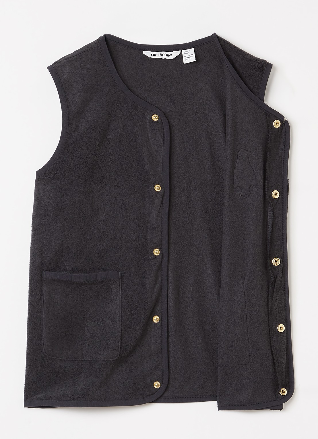 Mini Rodini Penguin Patch gilet van fleece met applicatie - detail zwart