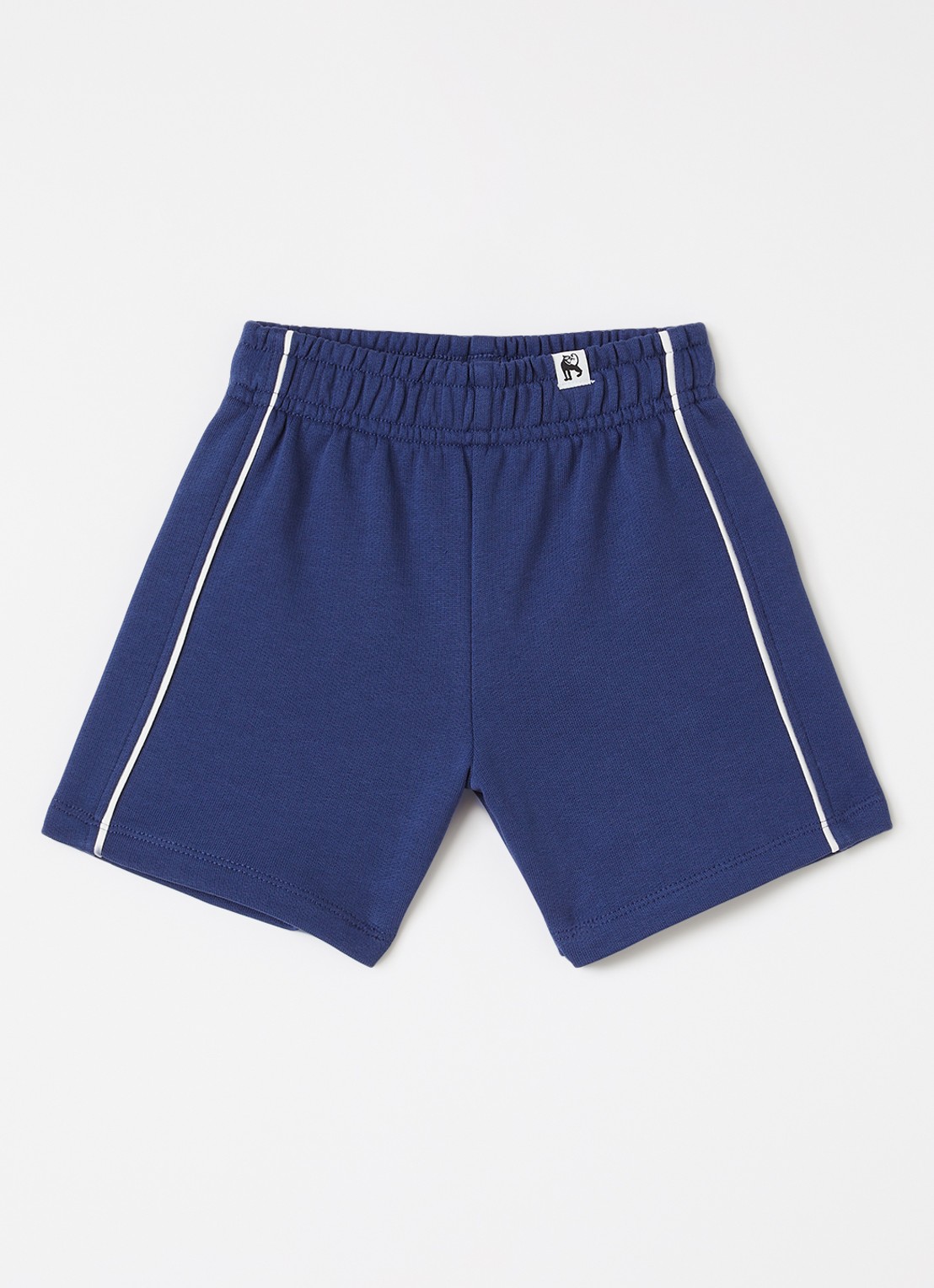 Mini Rodini Plain Piping loose fit korte joggingbroek - voorkant indigo