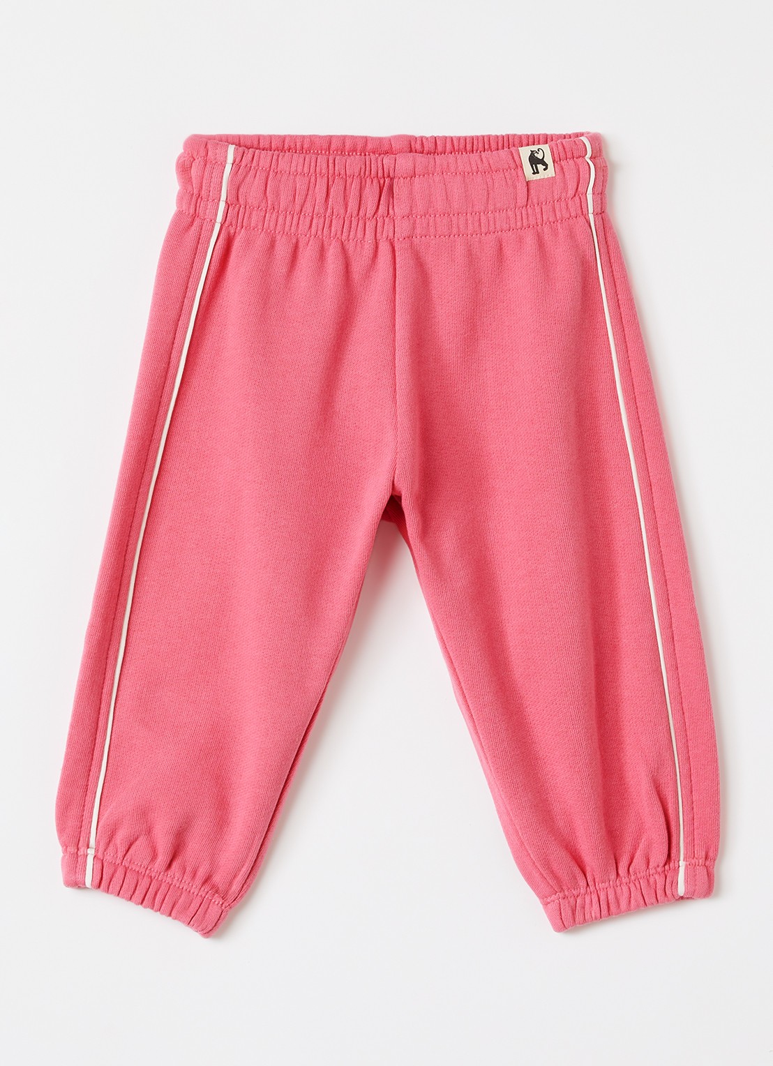 Mini Rodini Plain Piping tapered fit korte joggingbroek - voorkant roze